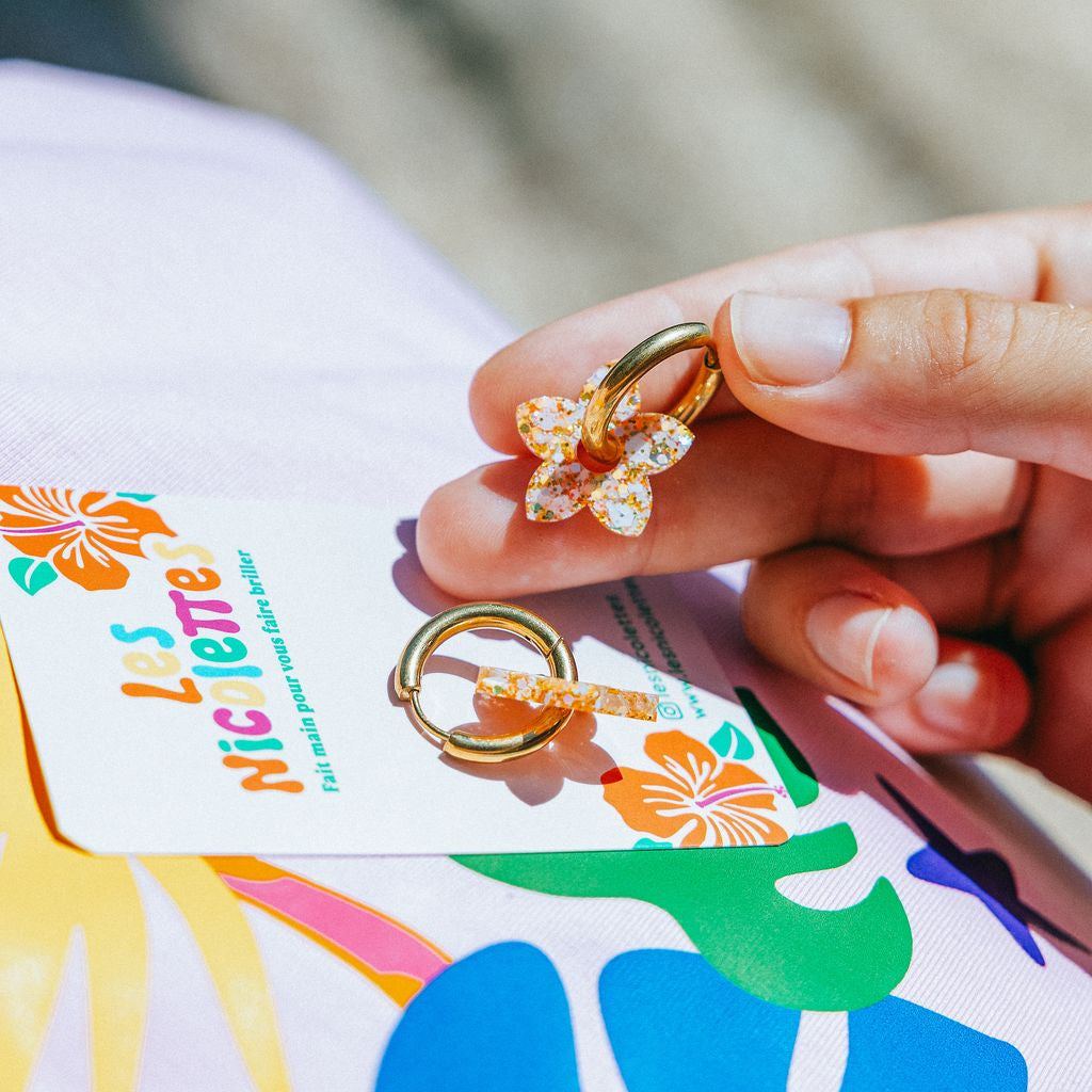 Ivory Orange Tiaré Hoop Earrings