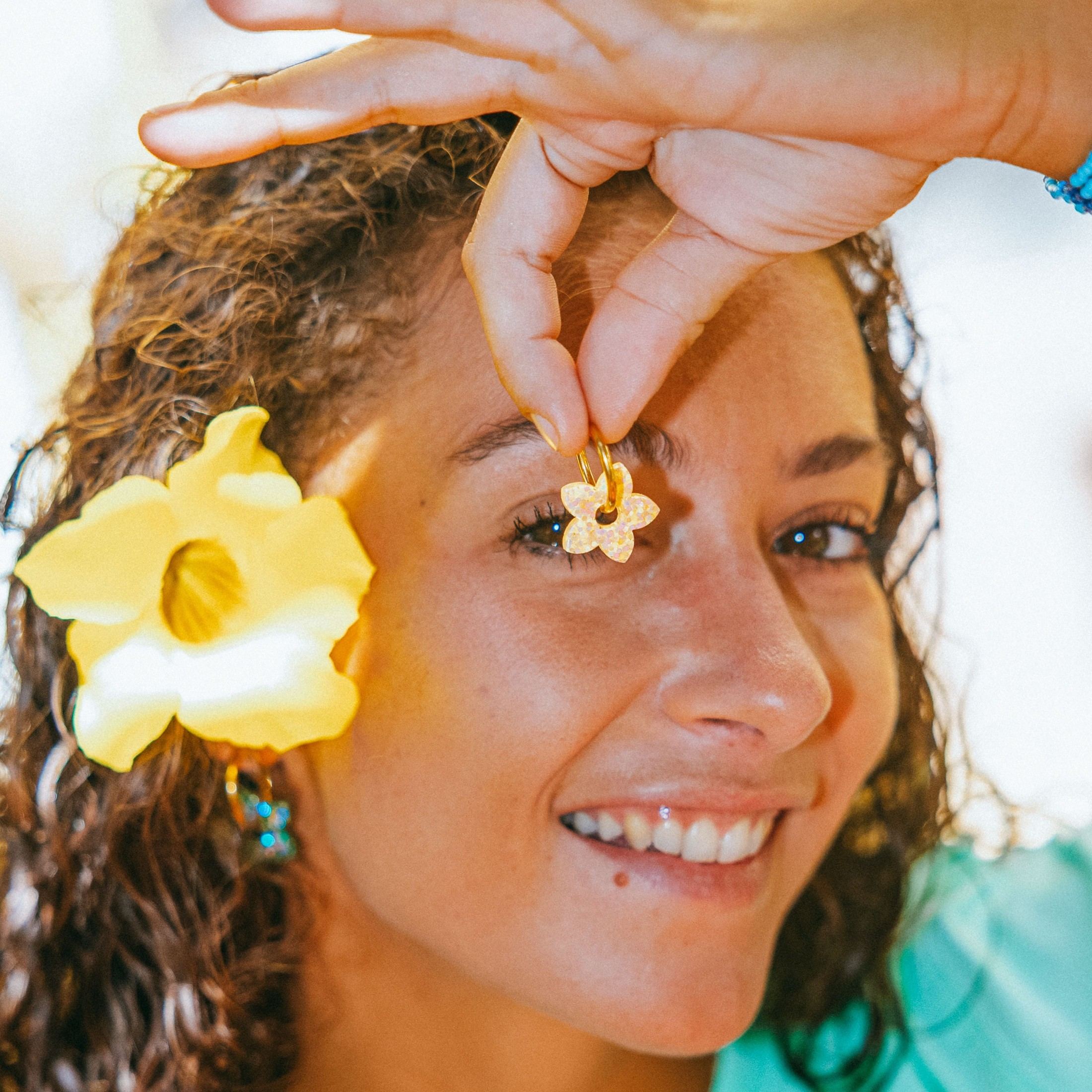 Mini Hoop Earrings Tiaré Orange Yellow