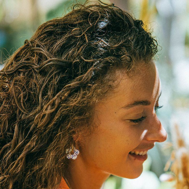 Créoles Fleur Mauve Orange