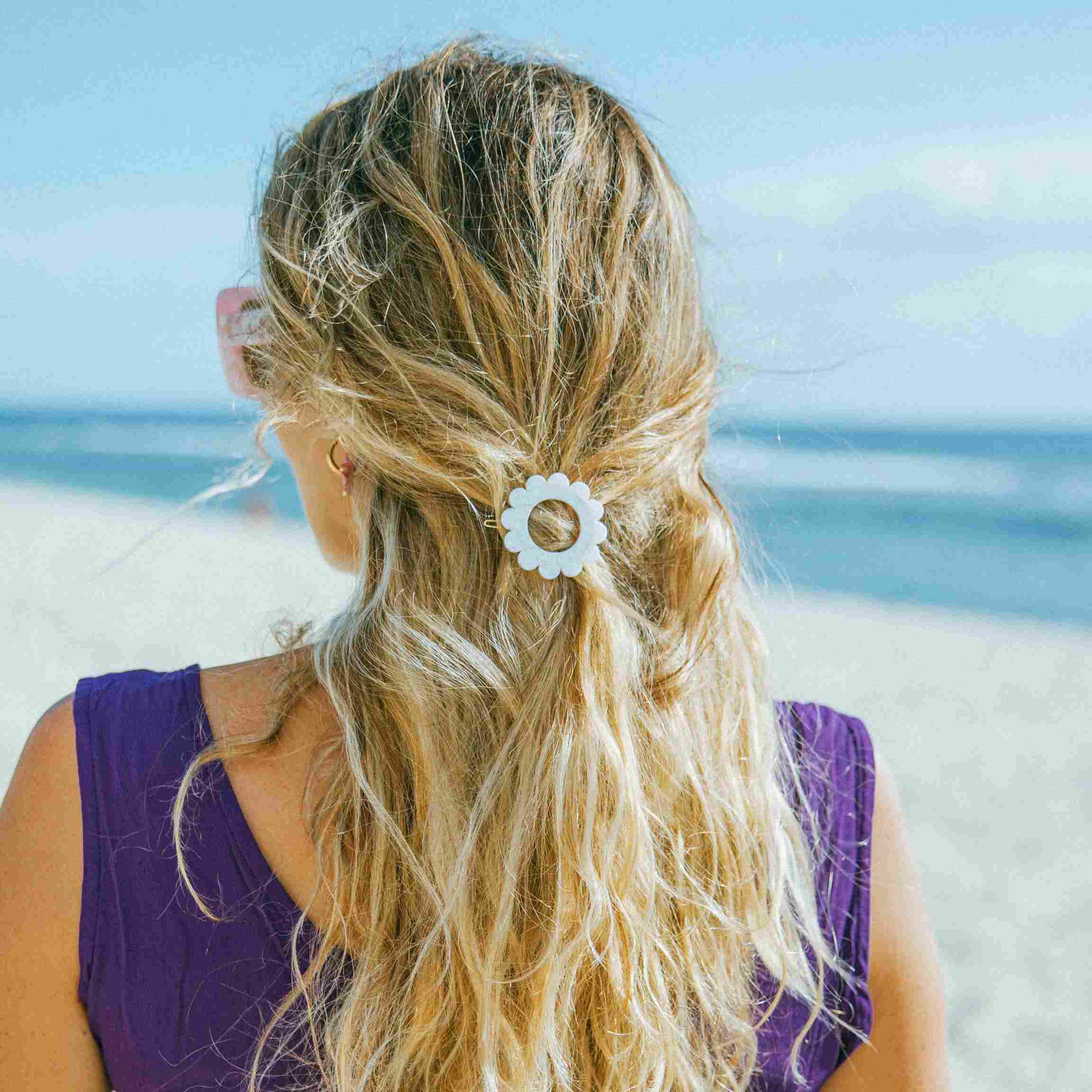 Barrette ronde Sunflower Ivoire