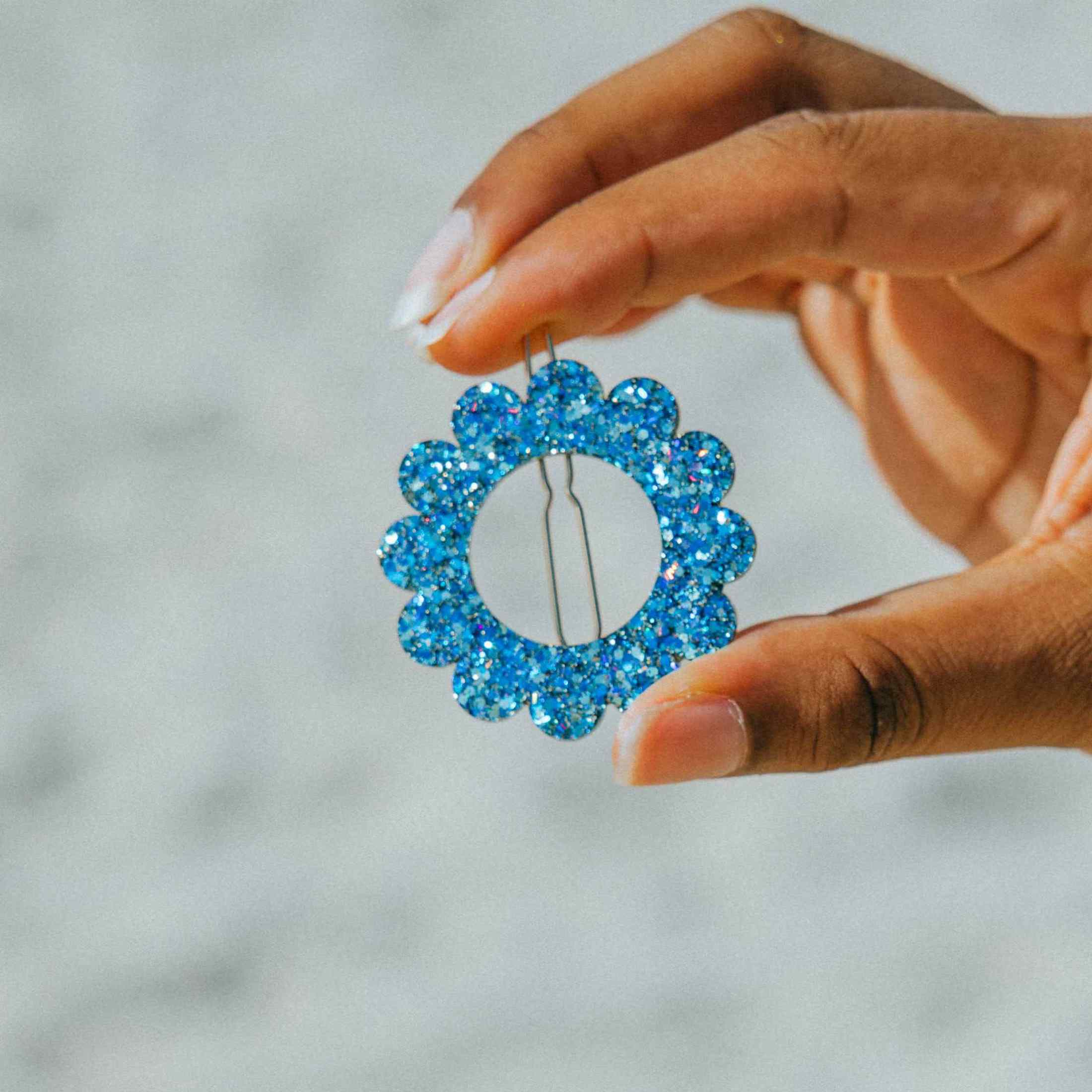 Barrette ronde Sunflower Mix Bleu