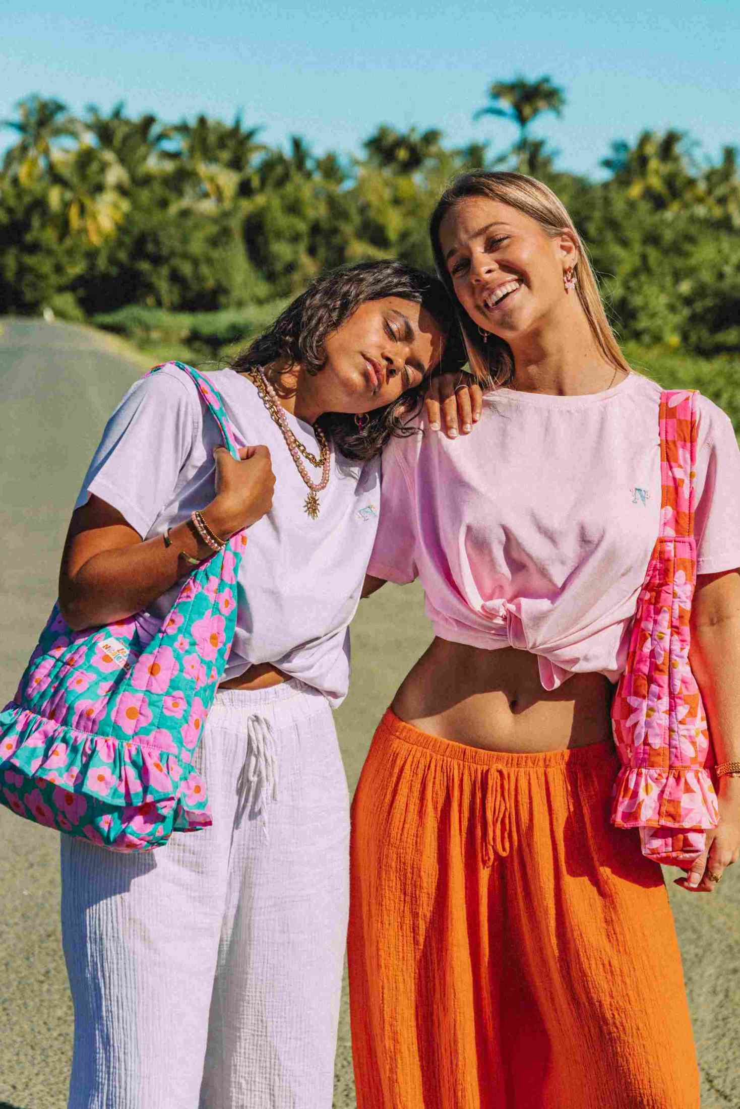 Sac Celeste Fleurs Vert Rose