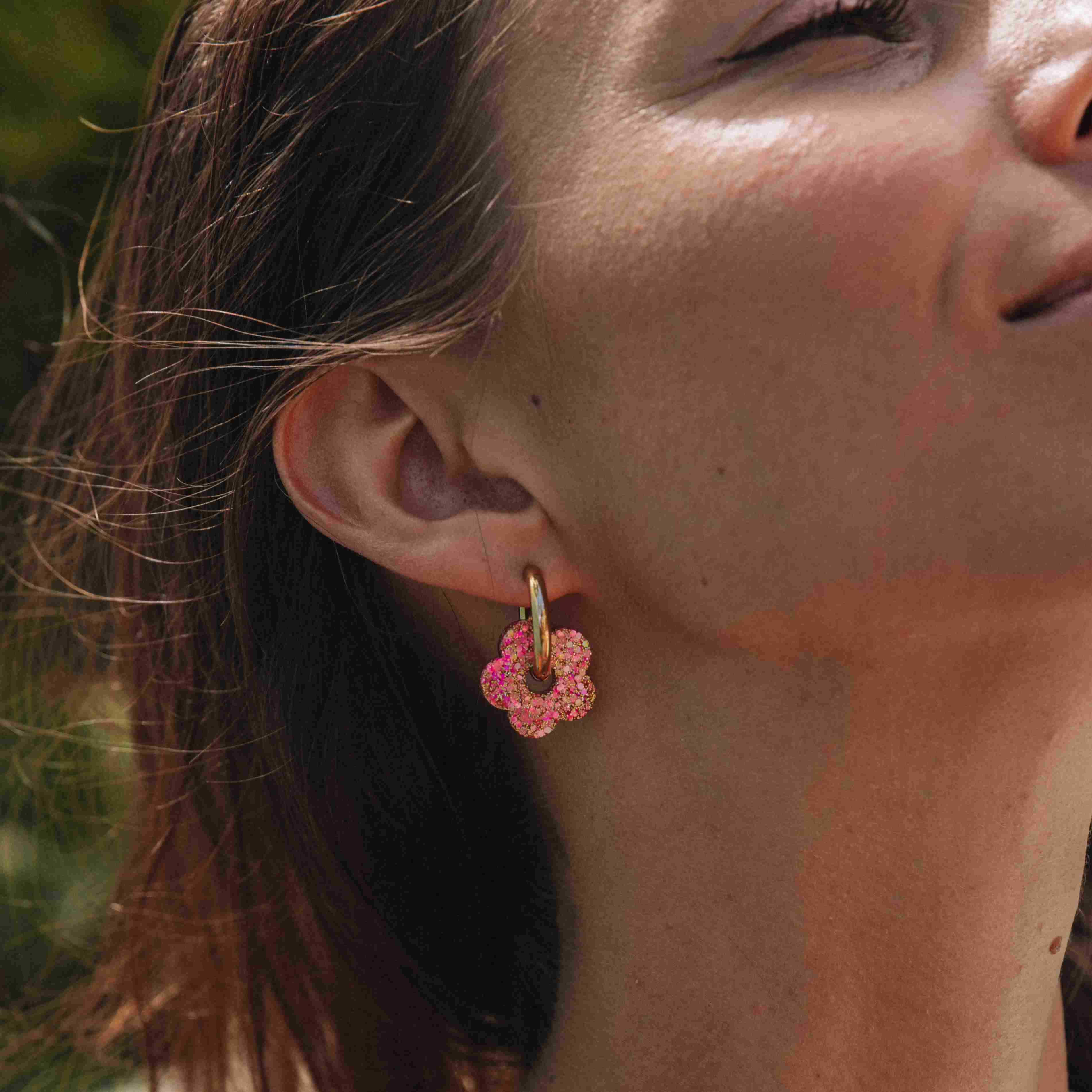 Aros Flor Mezcla Rosa Rojo