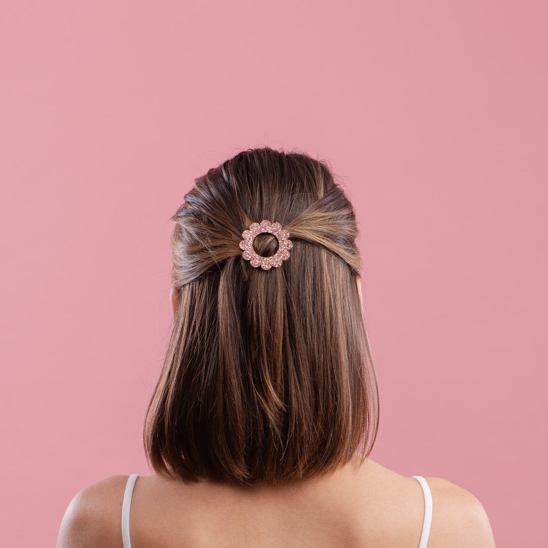 Barrette ronde Sunflower Champagne Rosé-Les Nicolettes