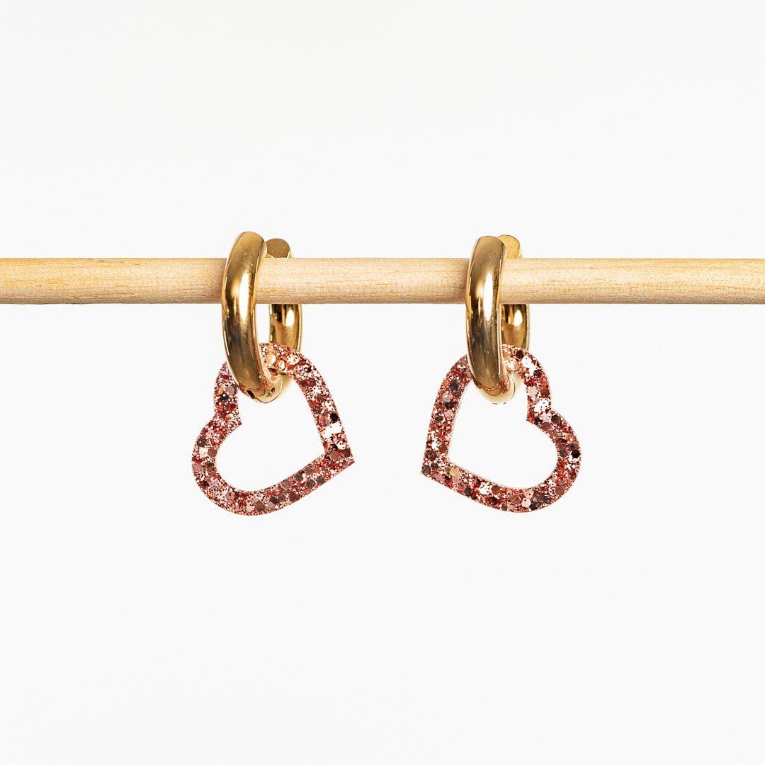 Créoles mini Coeur Champagne Rosé-Les Nicolettes