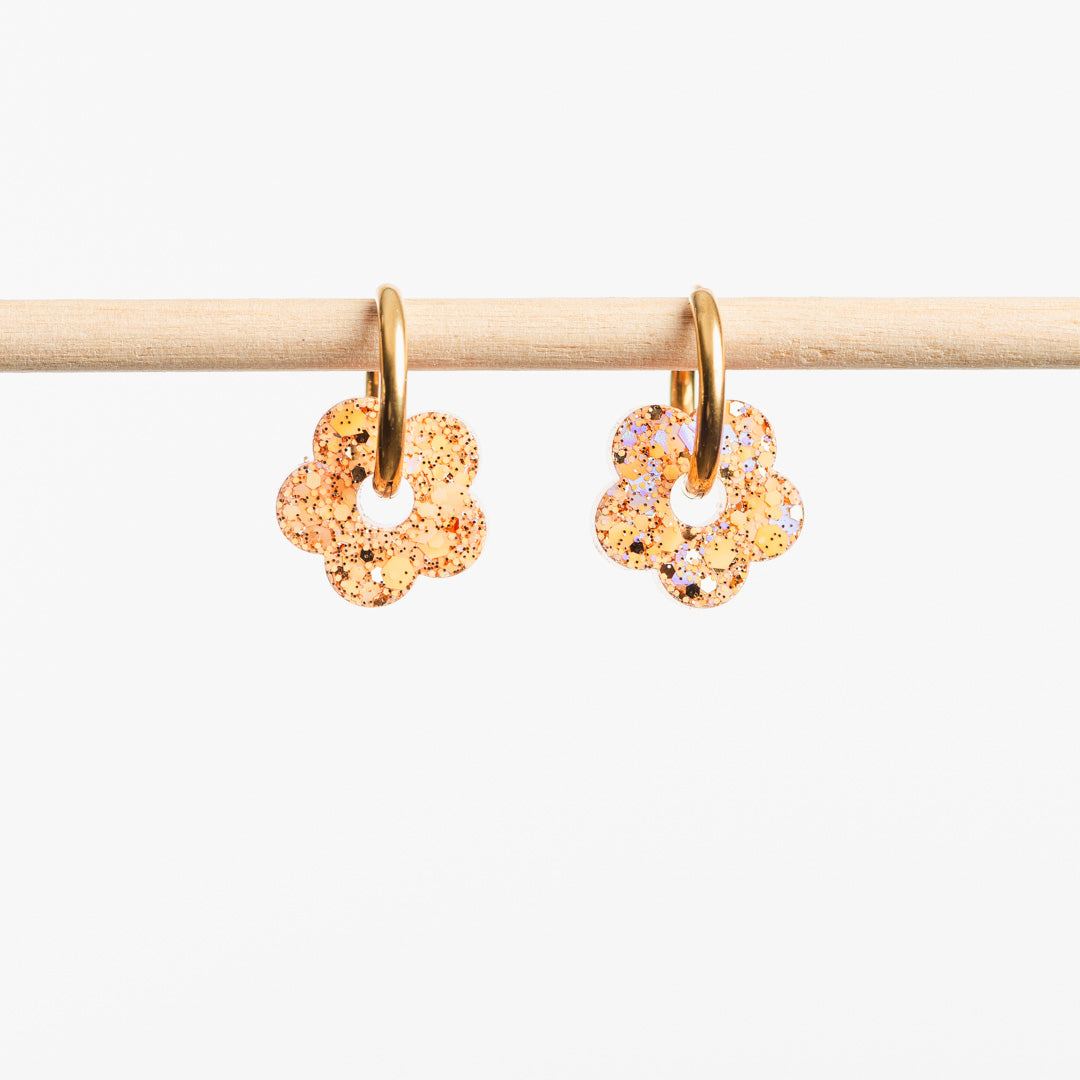 Créoles Mini Fleur Pêche Champagne