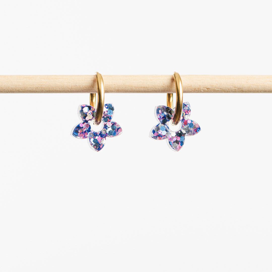 Créoles Mini Tiaré Mix Bleu Rose