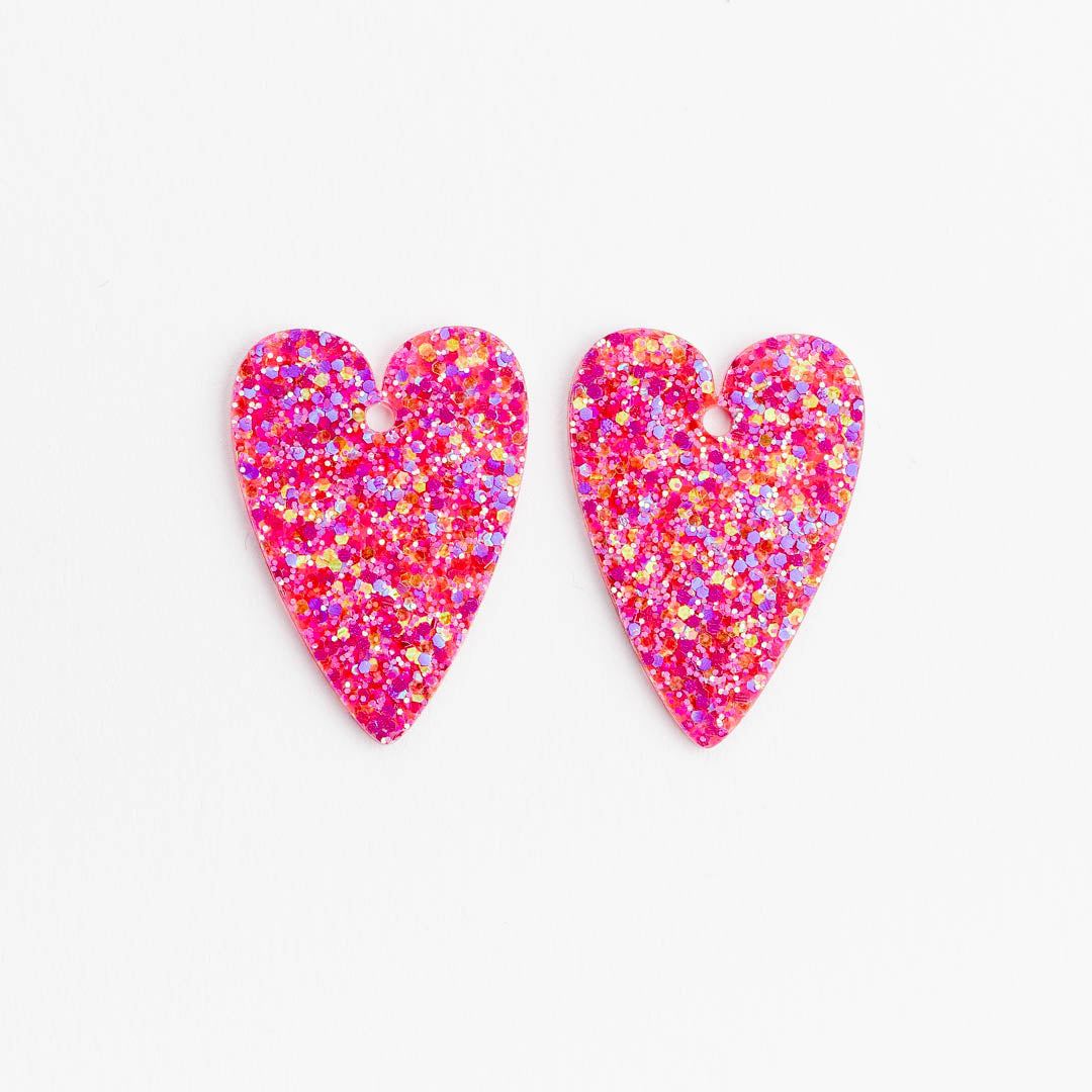 Boucles d'oreilles Cœur Mix Fuchsia