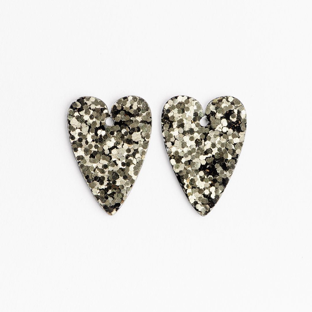 Pendientes de corazón Verde Oscuro