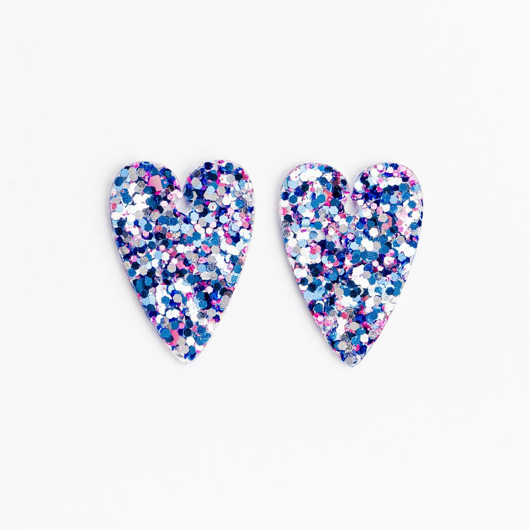 Pendientes de aro Corazón Mix Azul Rosa