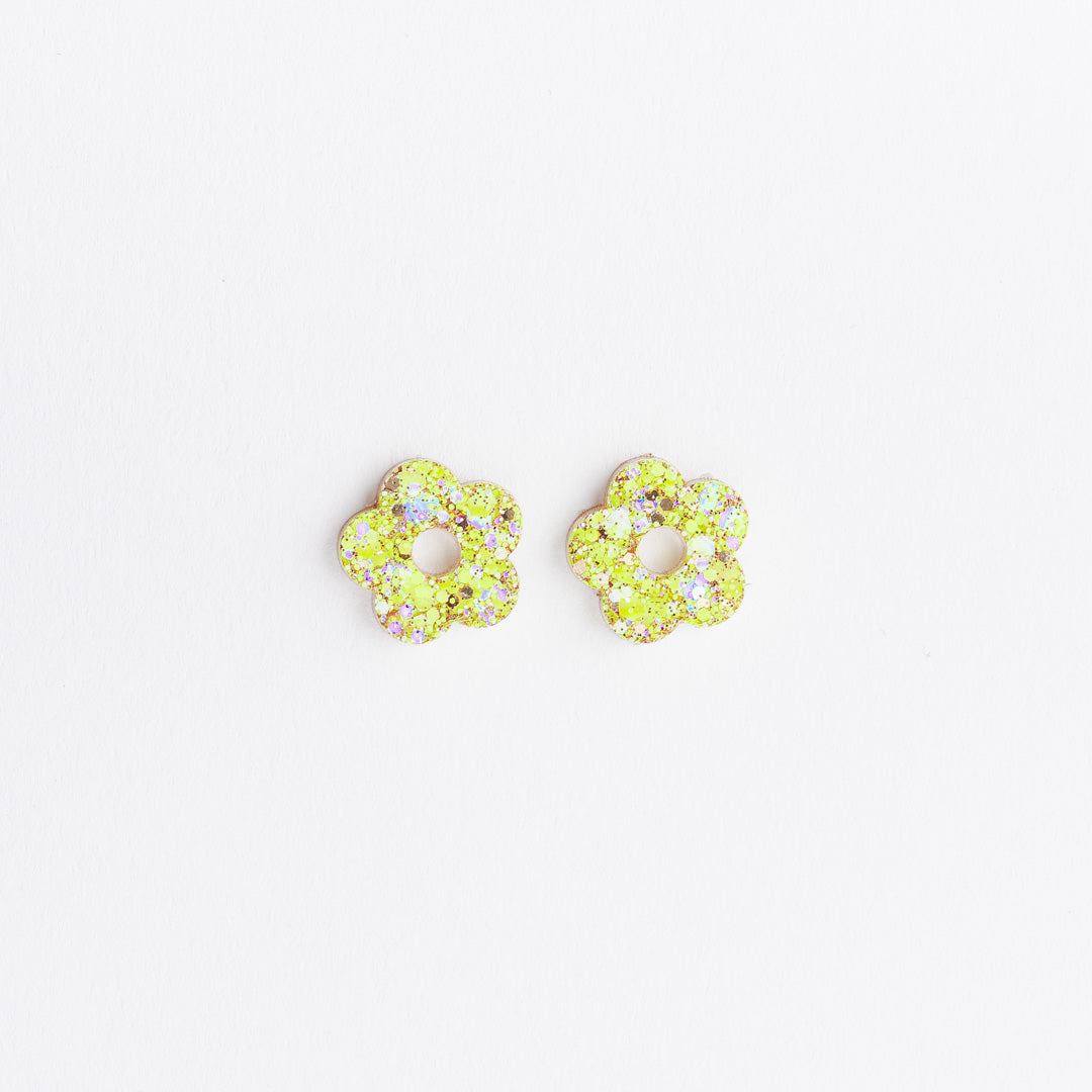 Créoles Mini Fleur Jaune Champagne