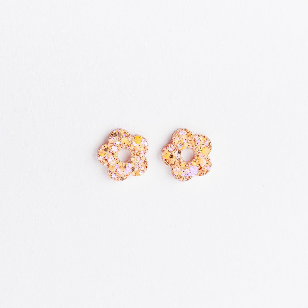 Créoles Mini Fleur Pêche Champagne