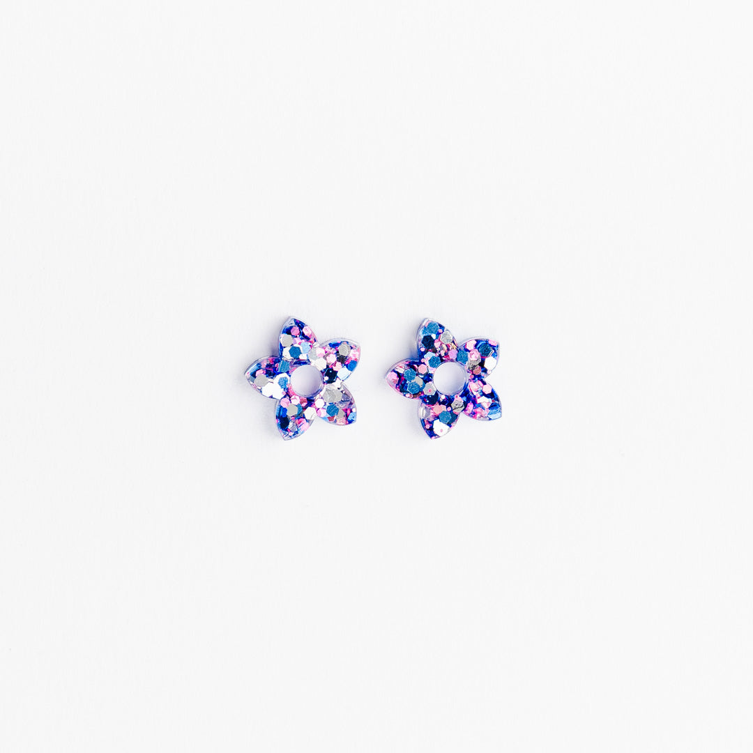 Mini Tiaré Creolen Blau-Rosa Mix