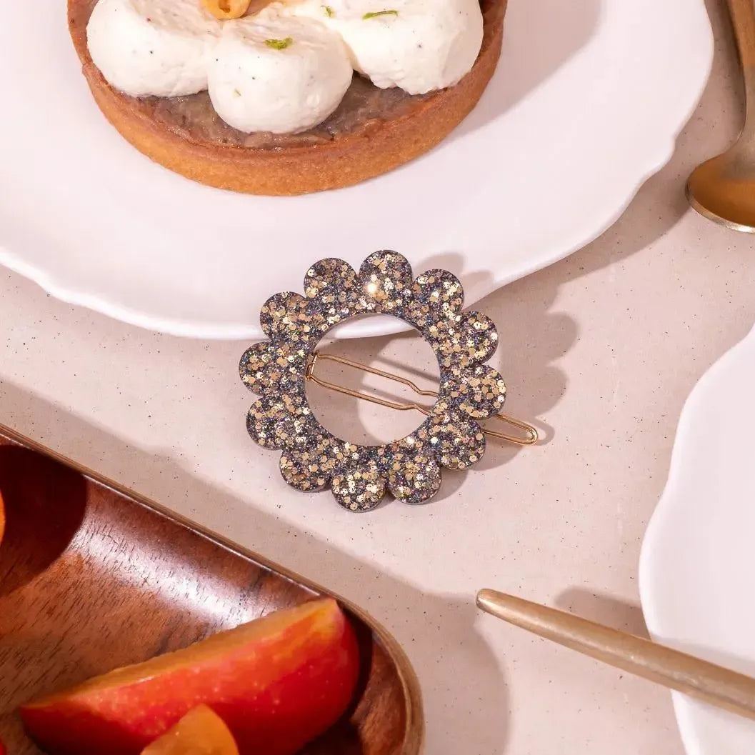 Barrette ronde Sunflower Dark Gold-Les Nicolettes