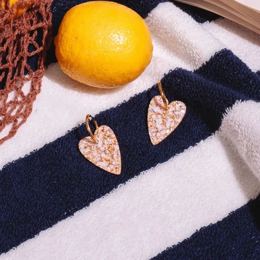 Boucles d'oreilles Cœur Ivoire Orange-Les Nicolettes