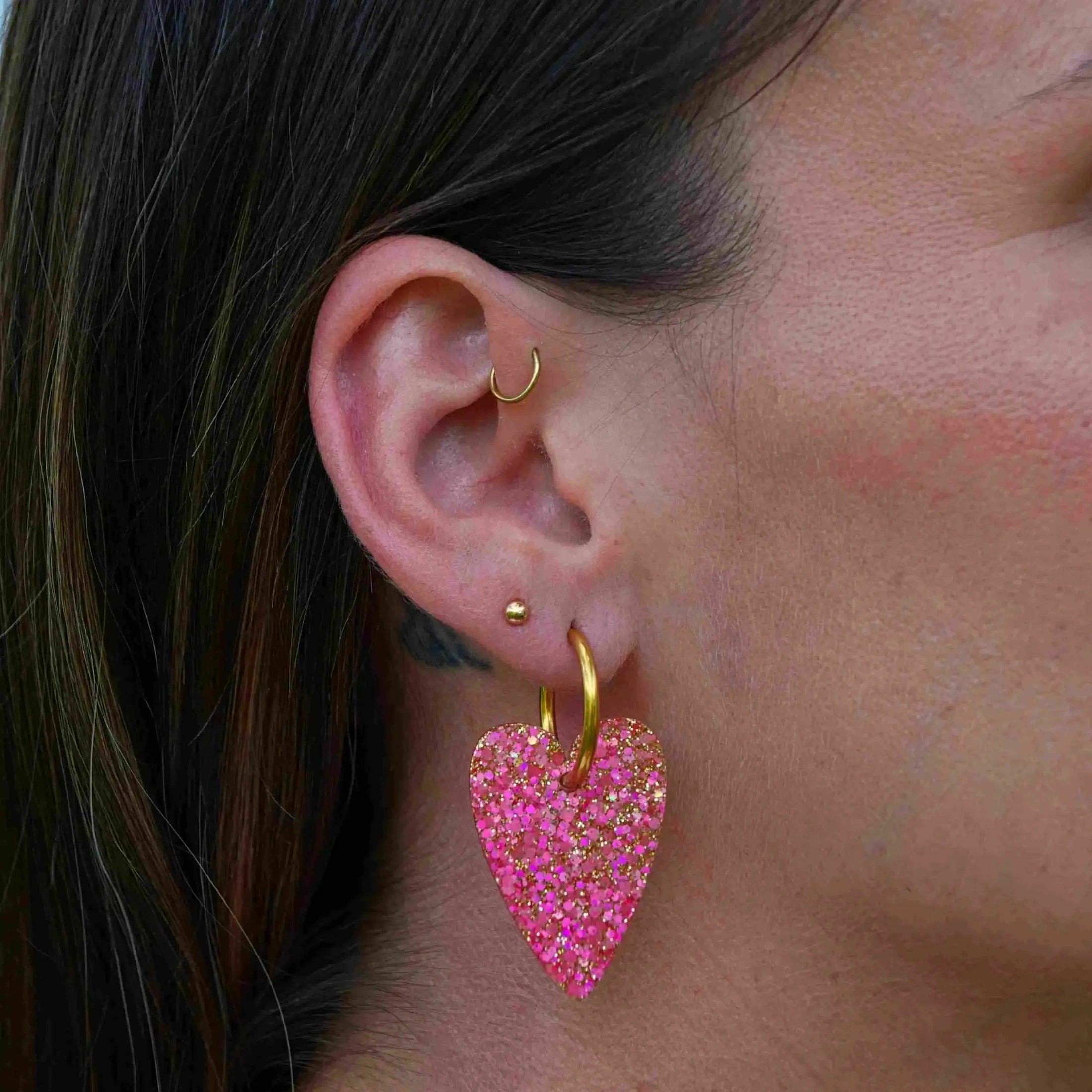 Boucles d'oreilles Cœur Mix Rose Rouge-Les Nicolettes
