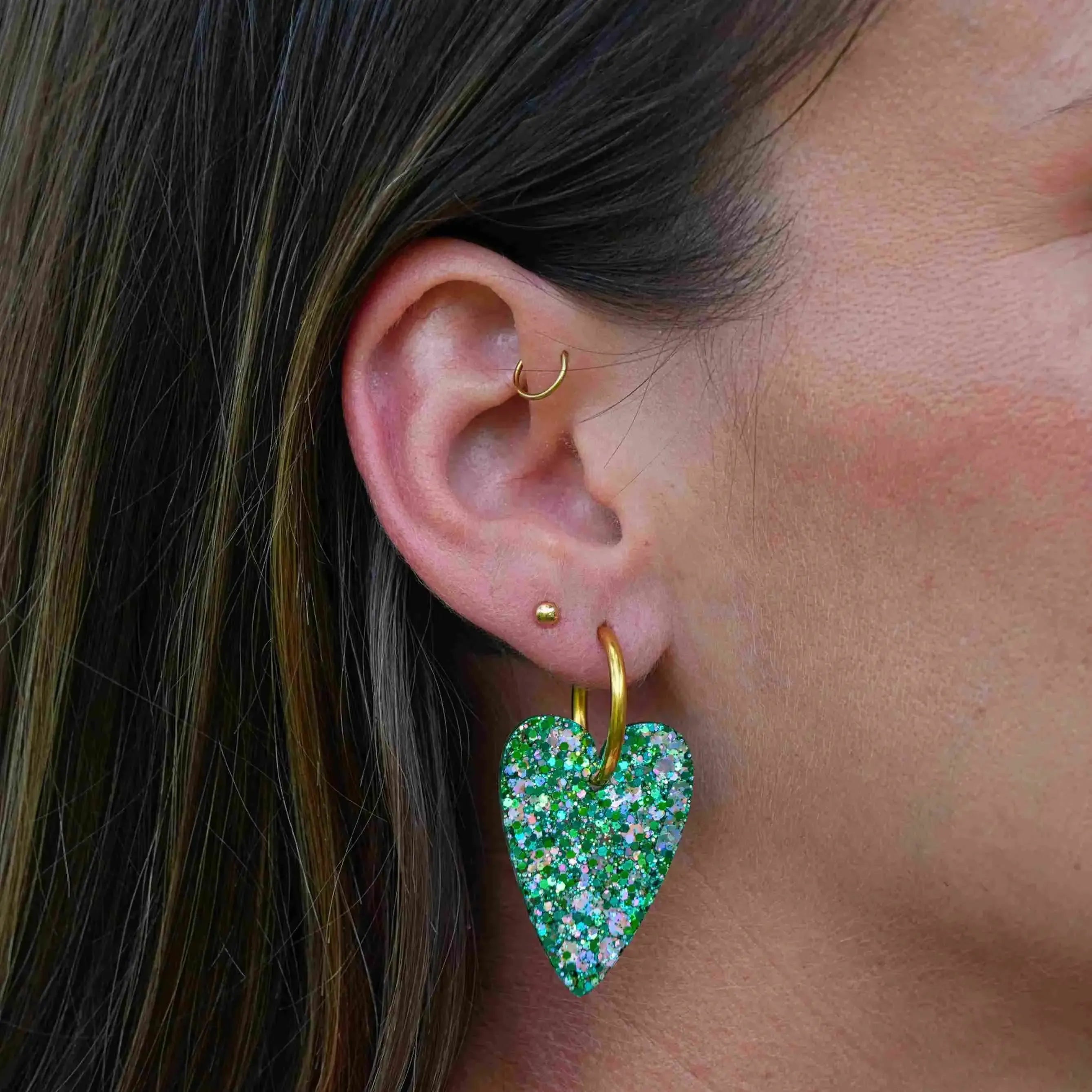 Boucles d'oreilles Cœur Mix Vert 2.0-Les Nicolettes