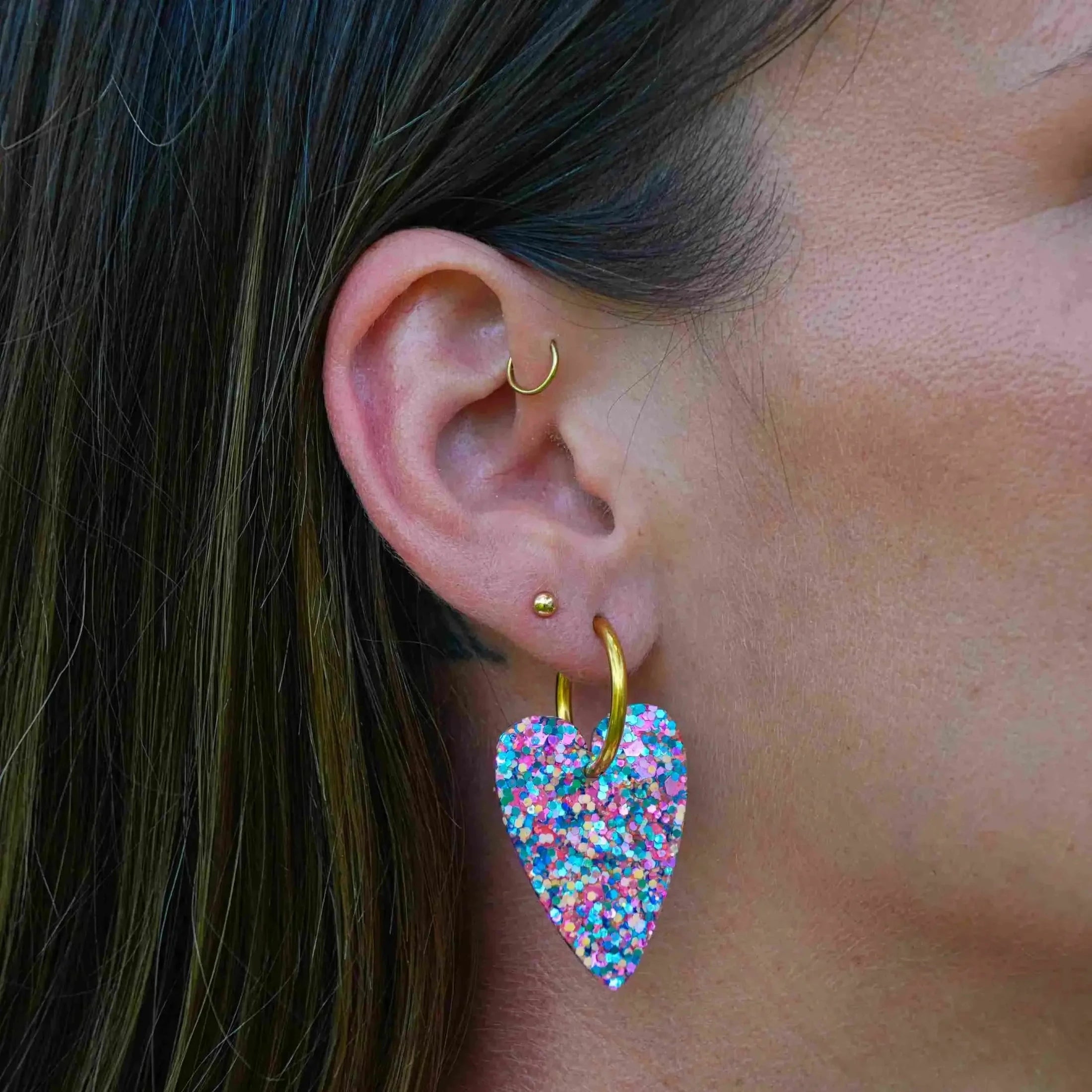 Boucles d'oreilles Cœur Orange Bleu Parme-Les Nicolettes