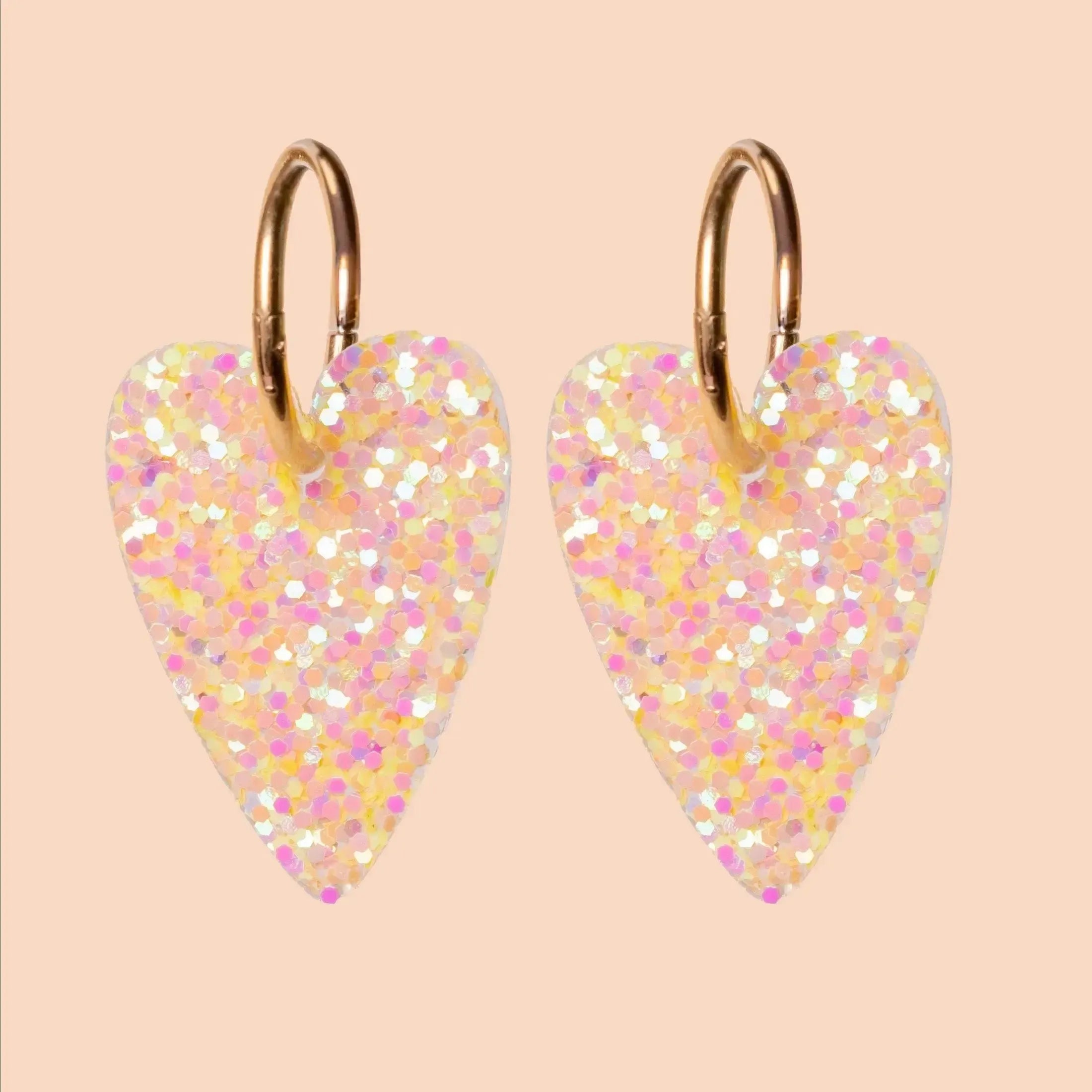 Boucles d'oreilles Cœur Orange Jaune-Les Nicolettes