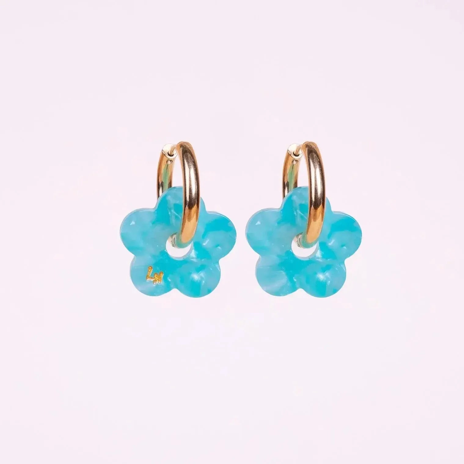 Créoles Fleur Acétate Bleu Ciel-Les Nicolettes