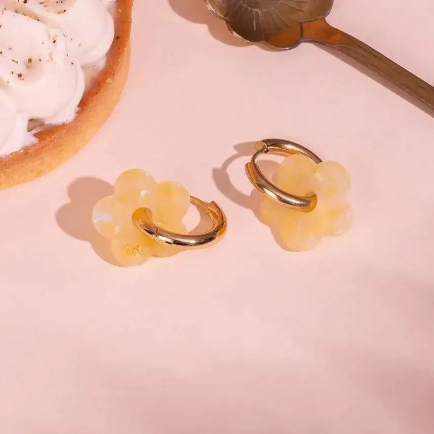 Créoles Fleur Acétate Jaune-Les Nicolettes