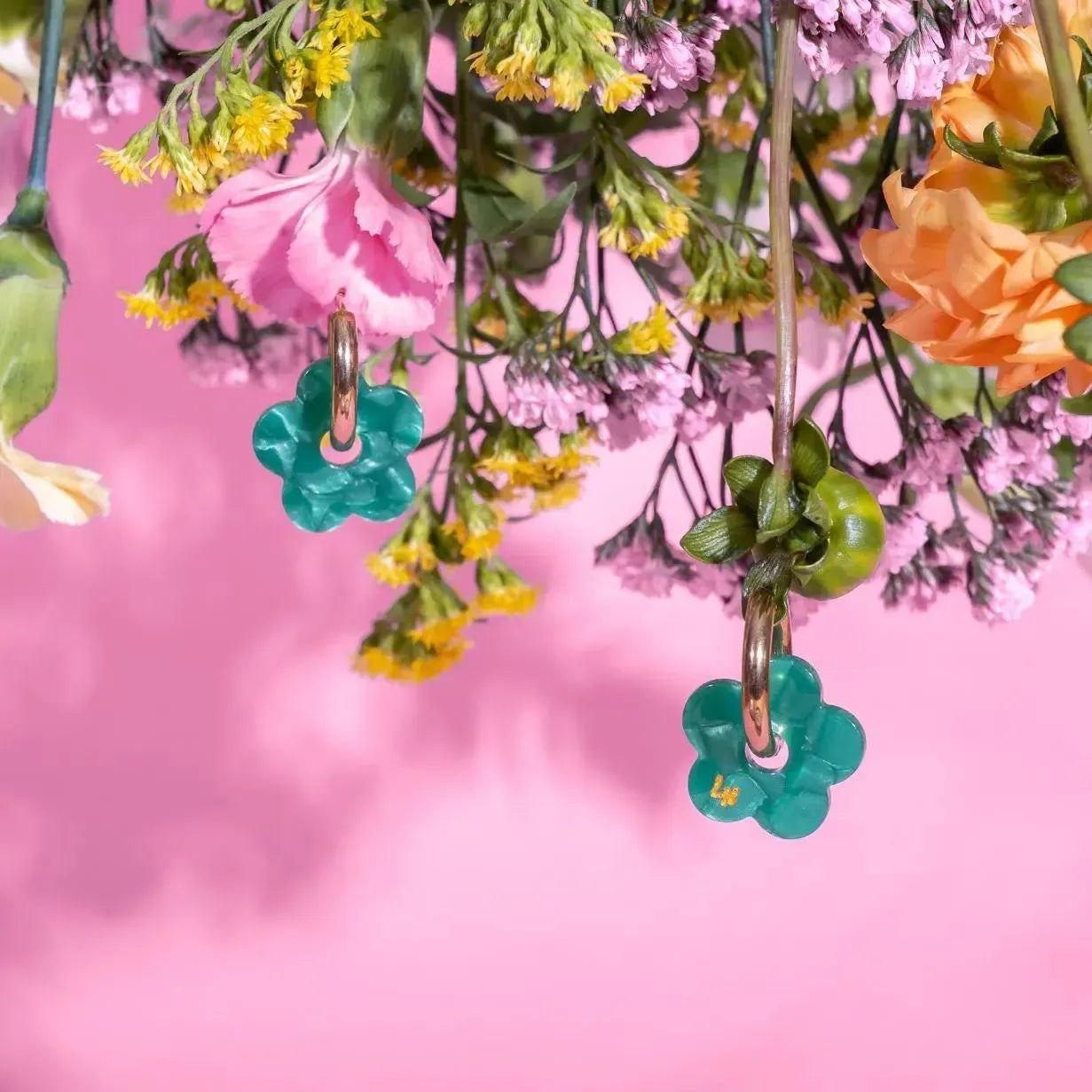 Créoles Fleur Acétate Vert-Les Nicolettes