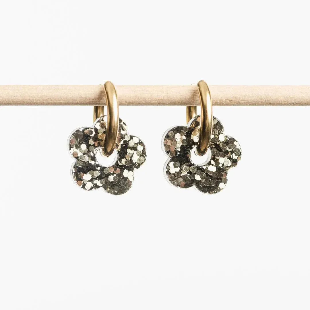 Créoles Fleur Mix Dark Green-Les Nicolettes