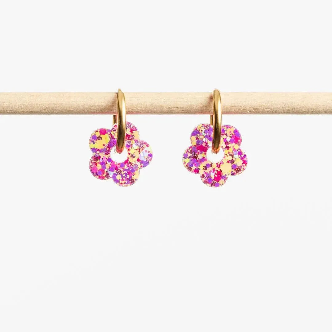 Créoles Mini Fleur Barbiecore-Les Nicolettes