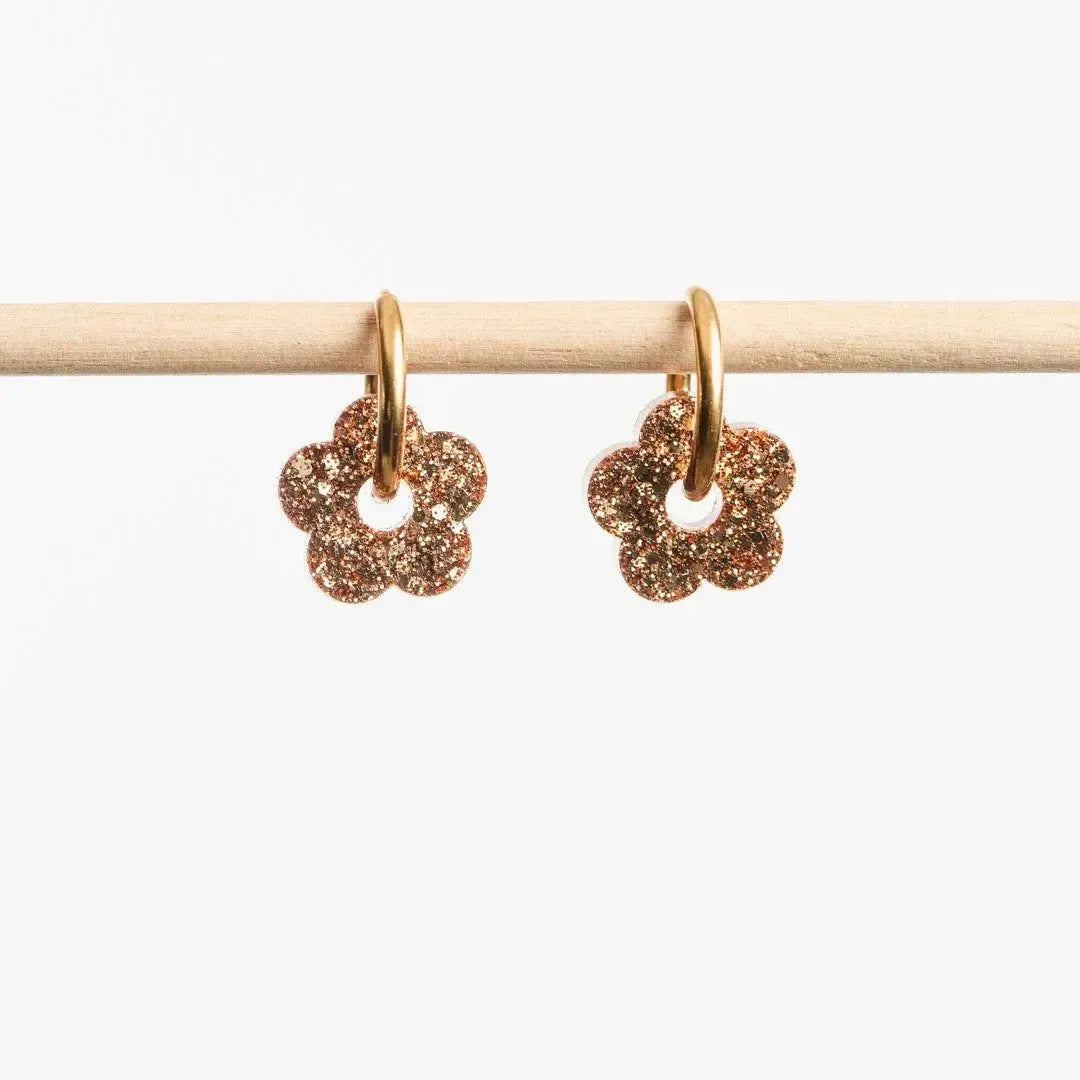 Créoles Mini Fleur Champagne-Les Nicolettes
