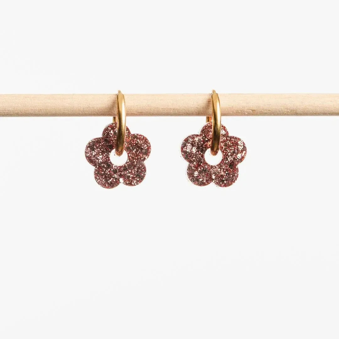 Créoles Mini Fleur Champagne Rosé-Les Nicolettes