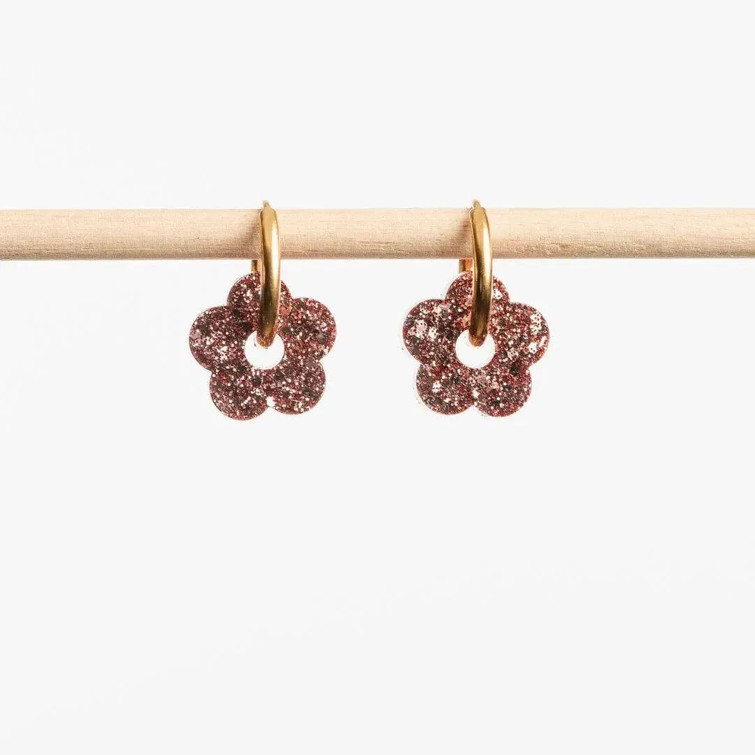 Créoles Mini Fleur Champagne Rosé-Les Nicolettes