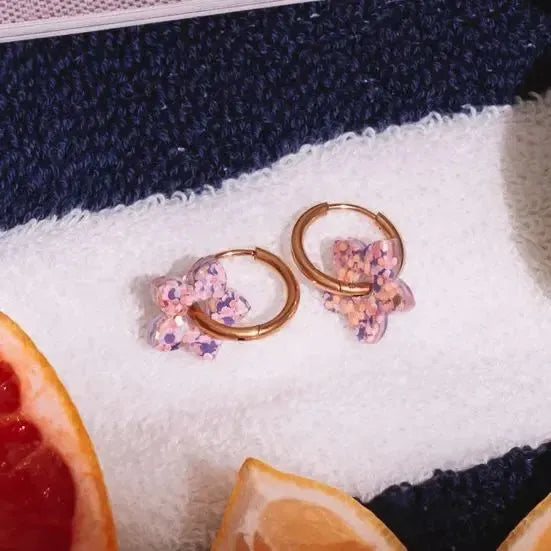 Créoles Mini Tiaré Mauve Orange-Les Nicolettes