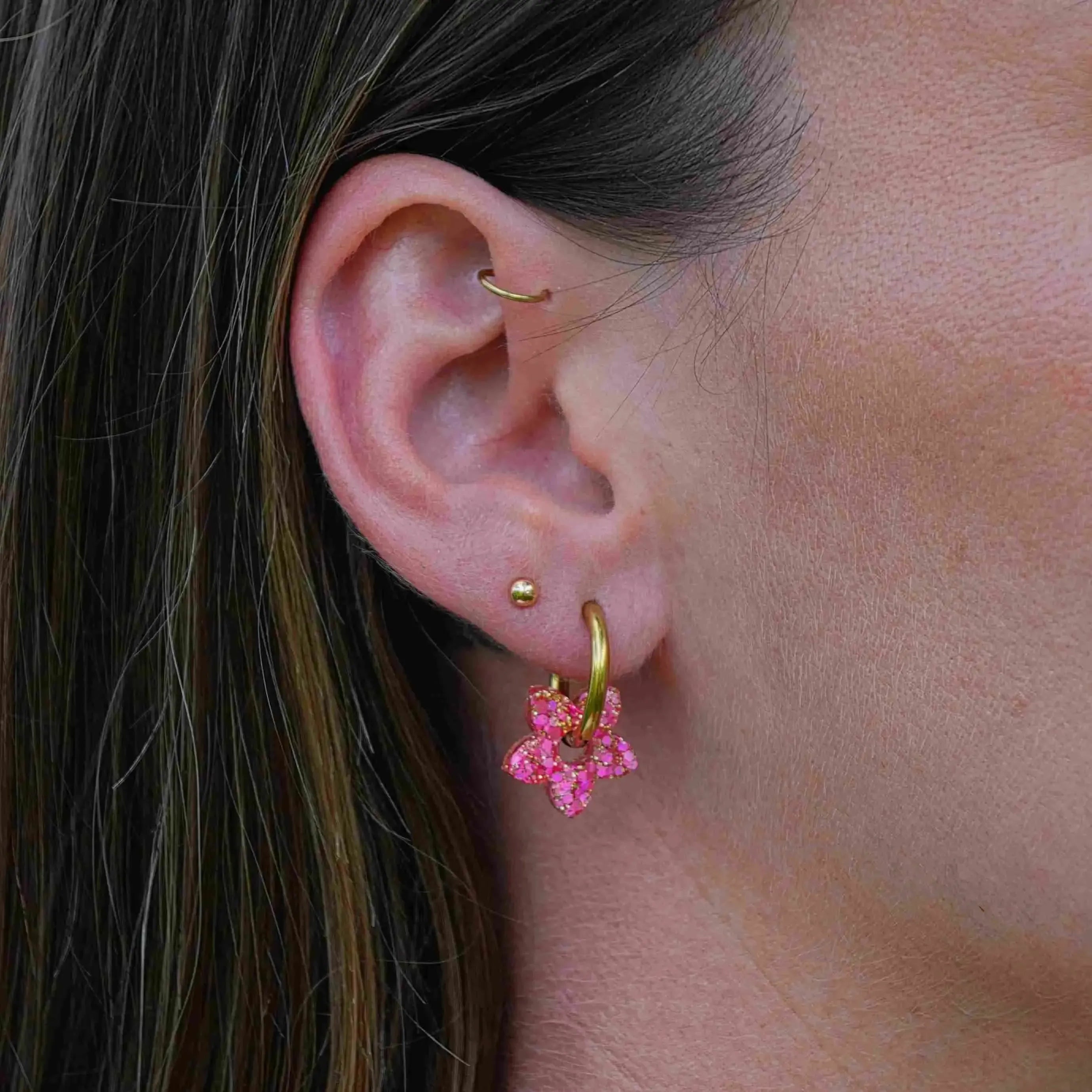 Créoles Mini Tiaré Mix Rose Rouge-Les Nicolettes
