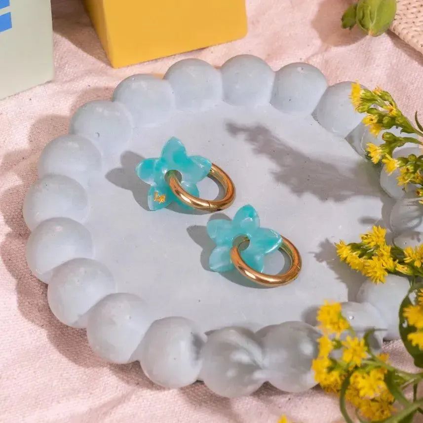 Créoles Tiaré Acétate Bleu Ciel-Les Nicolettes