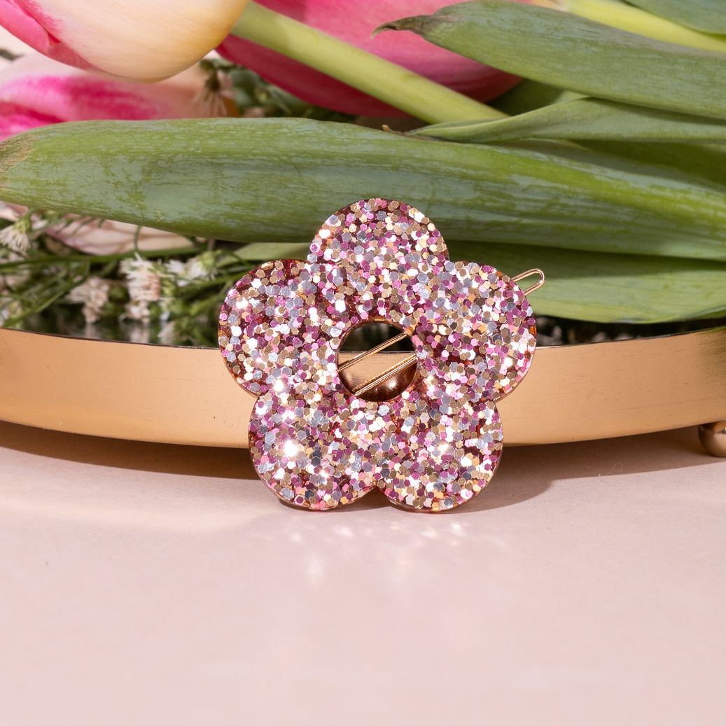 Barrette ronde Fleur Mix Classique