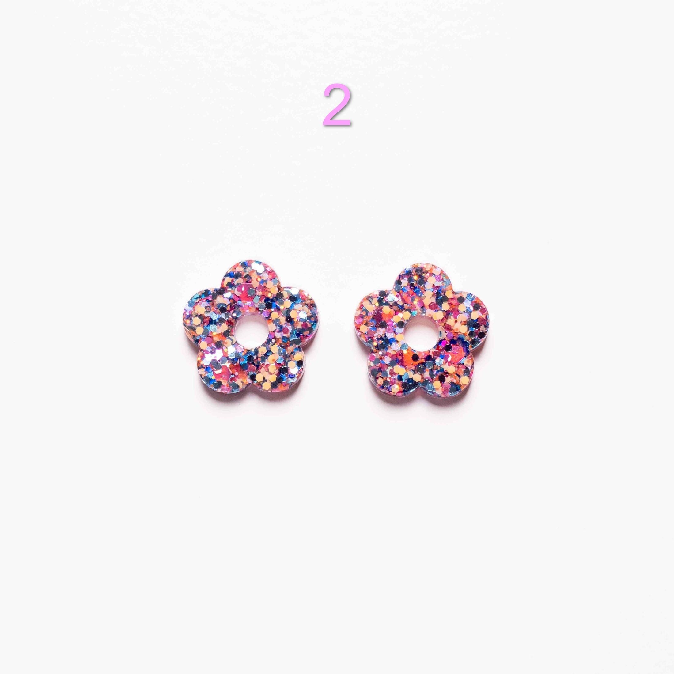 Charms 2 | Orange Bleu Parme fait main en résine époxy pour boucles d’oreilles