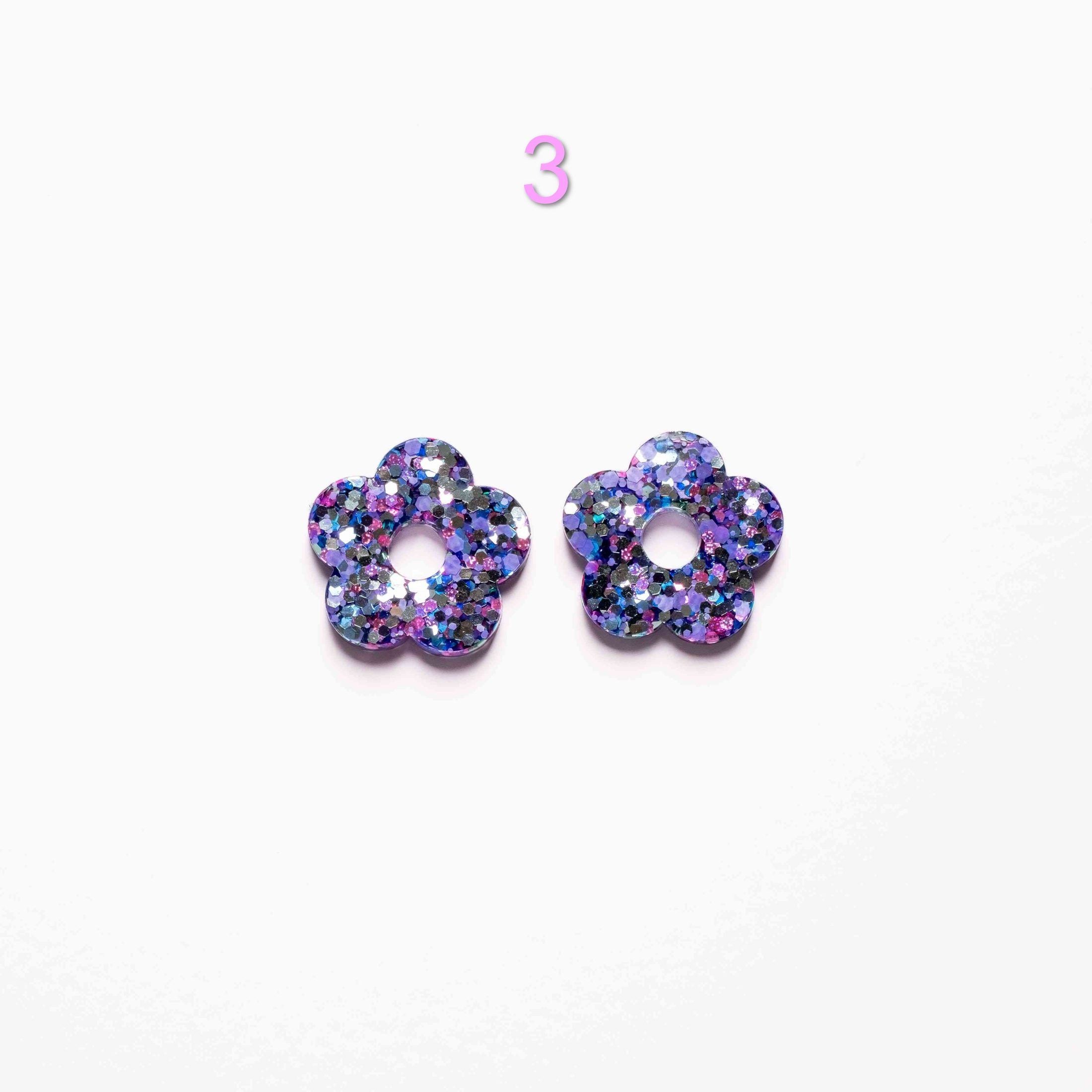 Charms 3 | Mix Violet Bleu fait main en résine époxy pour boucles d’oreilles