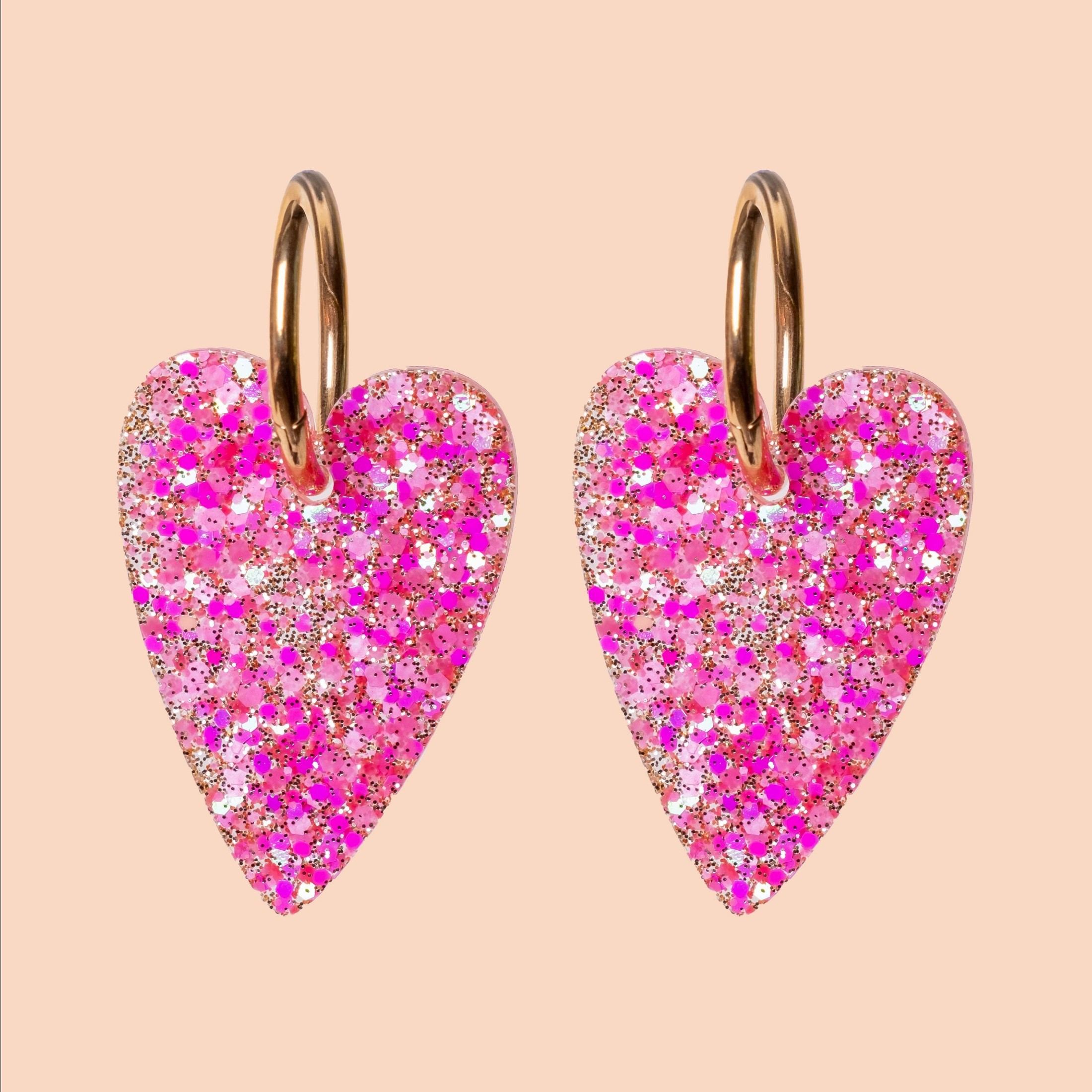 Orecchini Cuore Misto Rosa Rosso