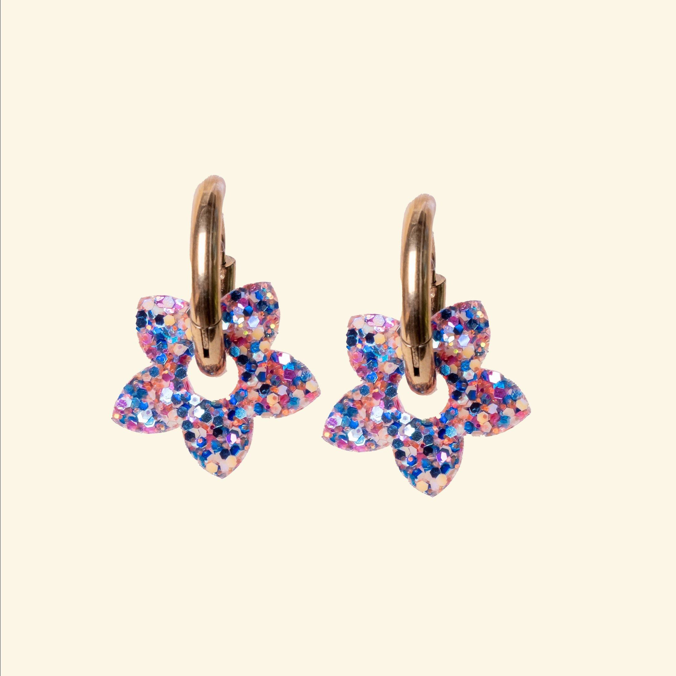 Tiaré Hoop Earrings Orange Blue Parma