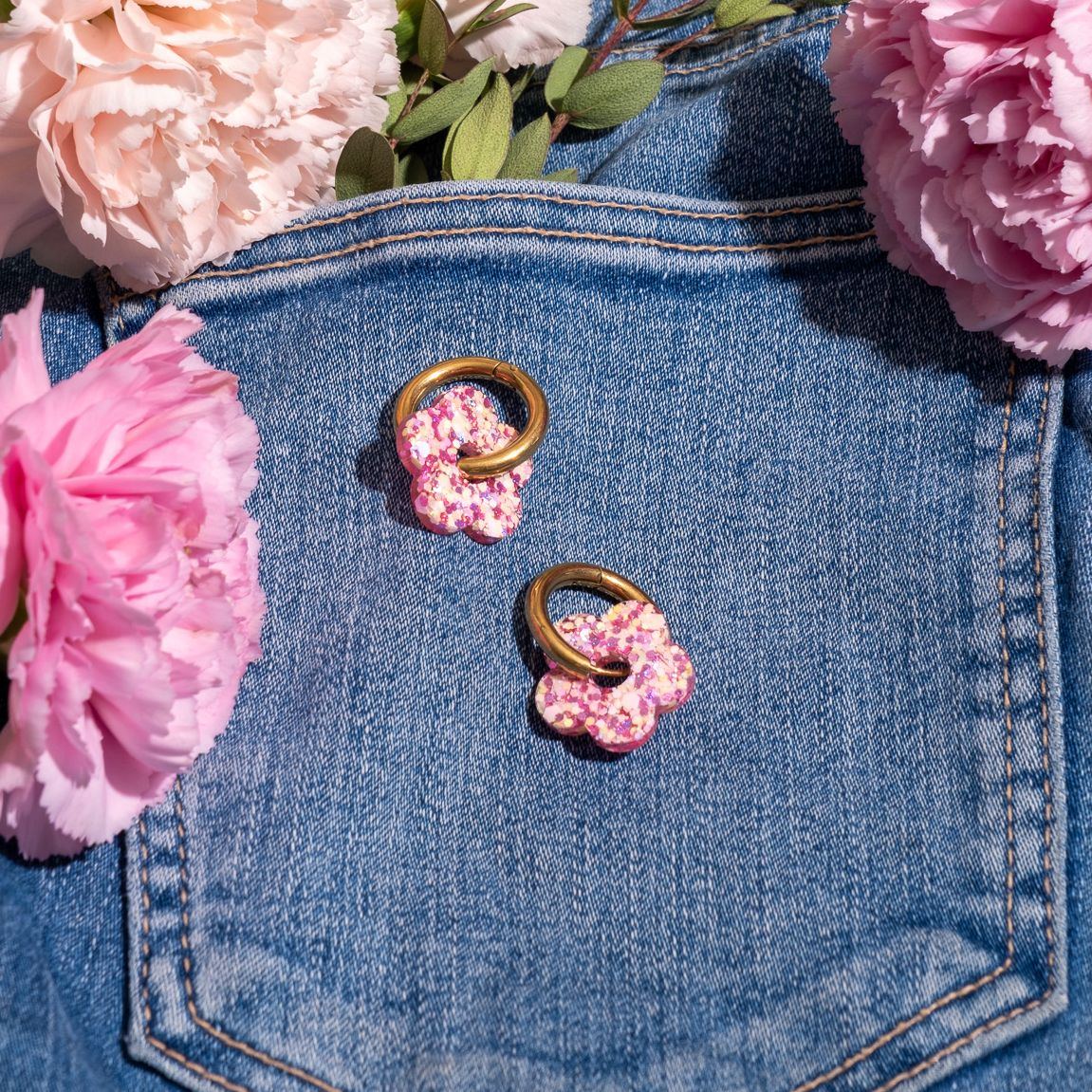 Summer Sunset Flower Hoop Earrings