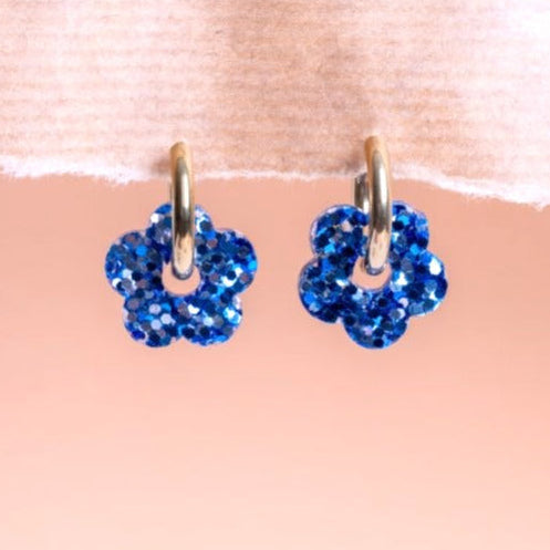 Créoles Fleur Winter Blue