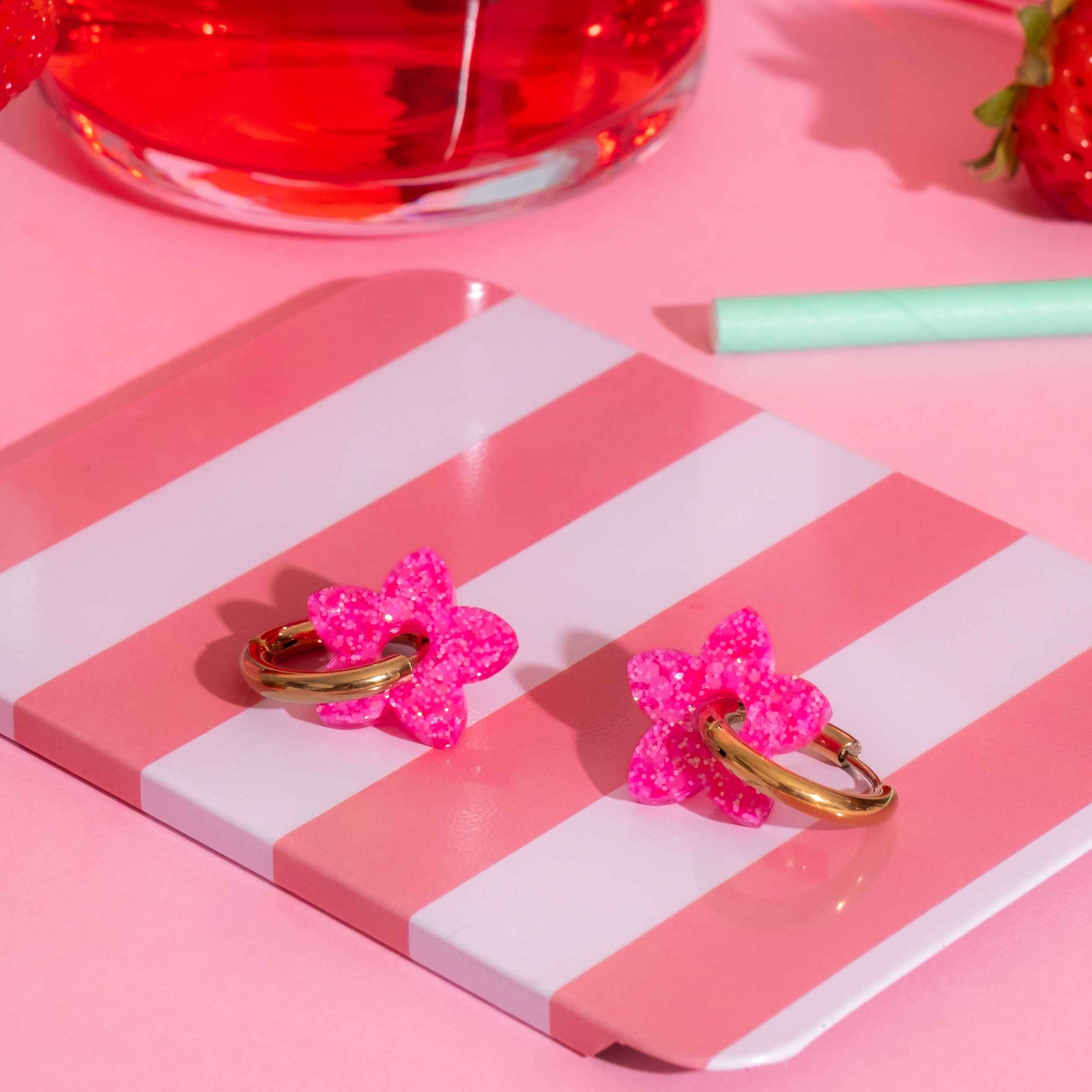 Orecchini Creoli Tiaré Sorbetto Rosa Fluo