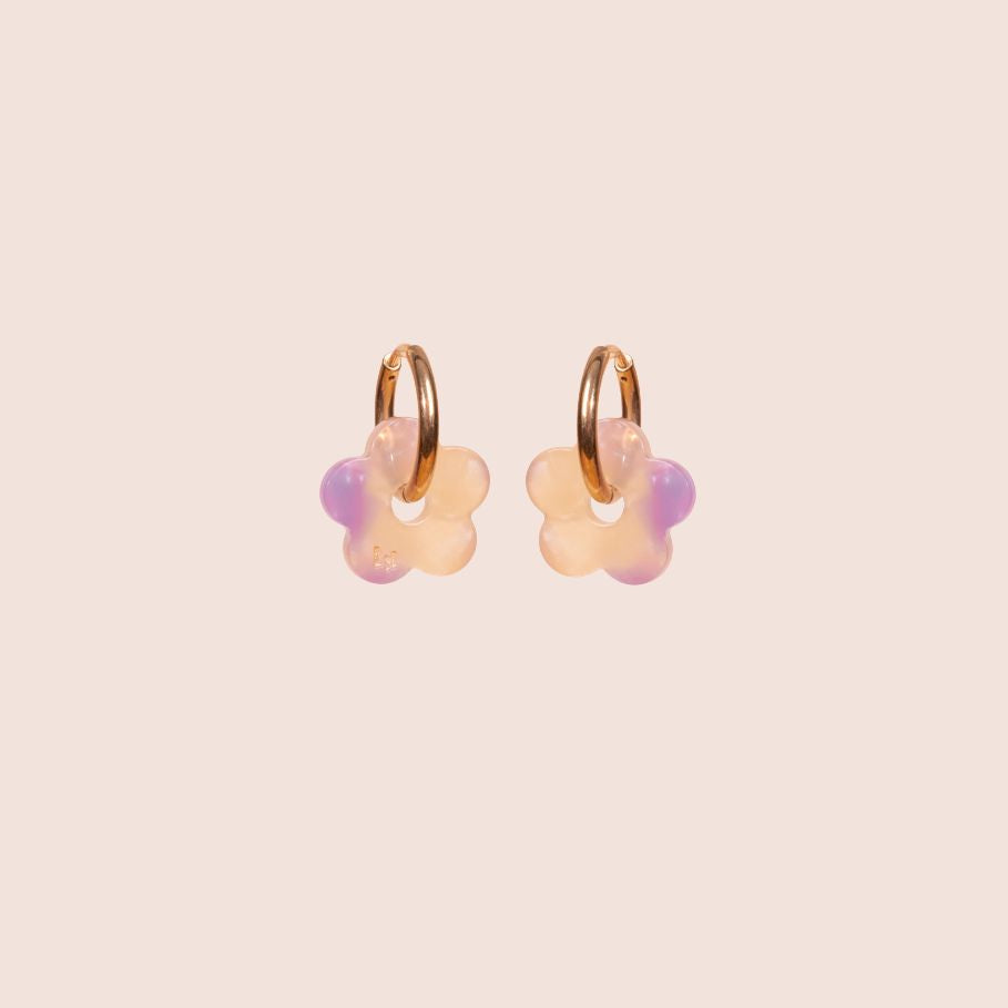 Mini Yellow-Lilac Gradient Acetate Hoops