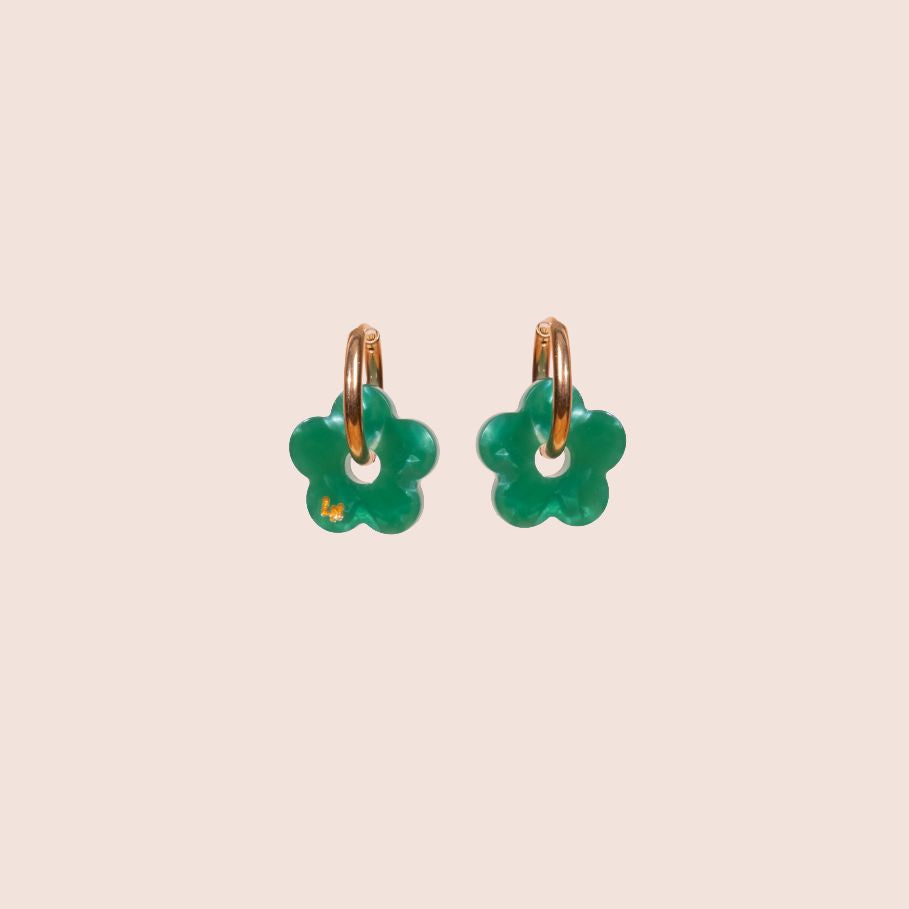 Aros mini flor de acetato verde