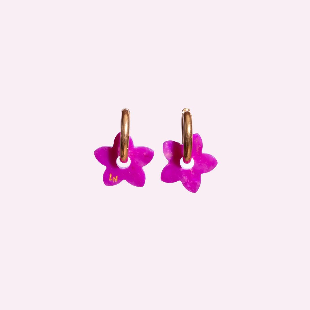 Créoles Tiaré Acétate Fuchsia