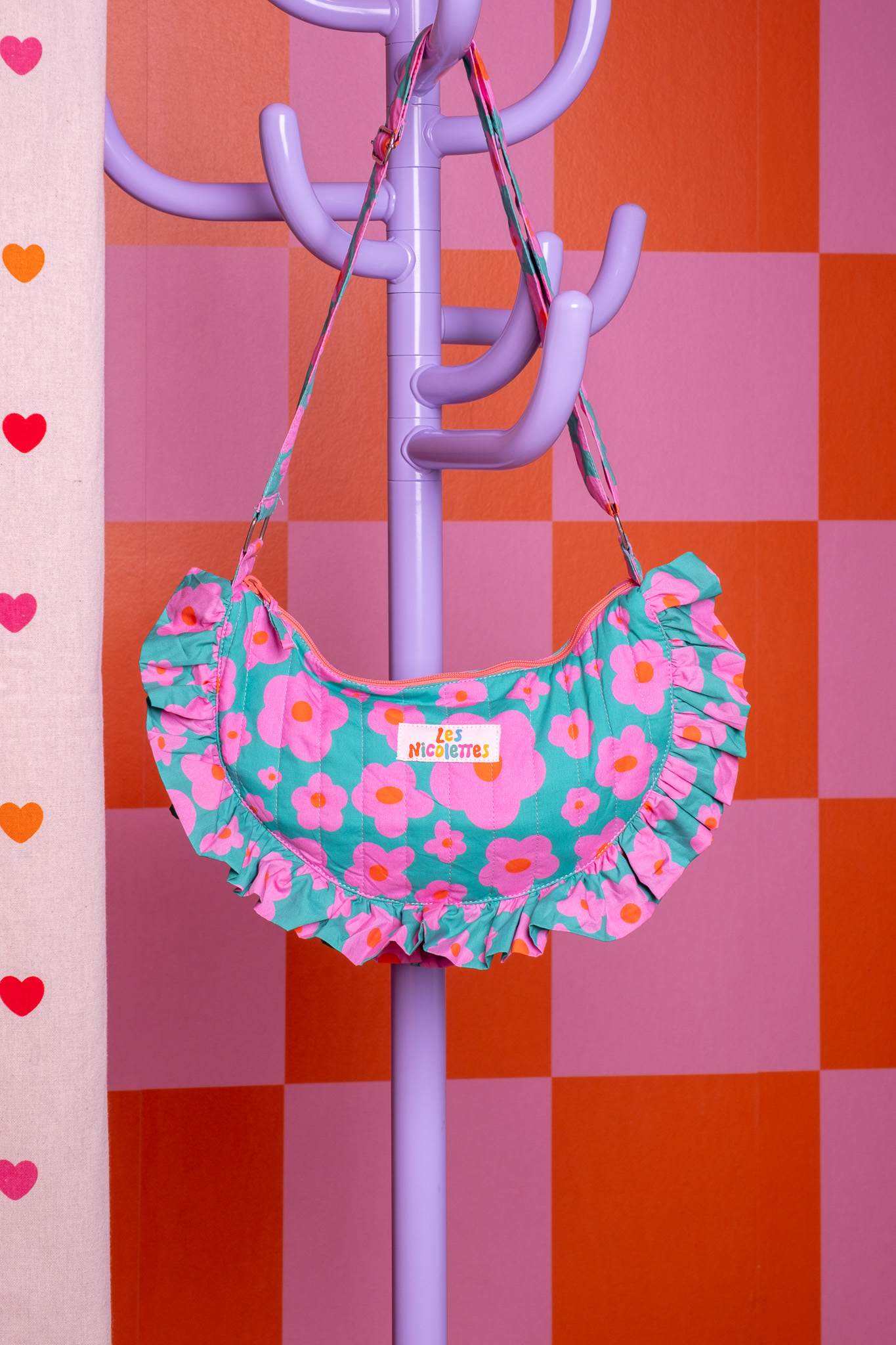 Sac Lune Fleurs Vert Rose