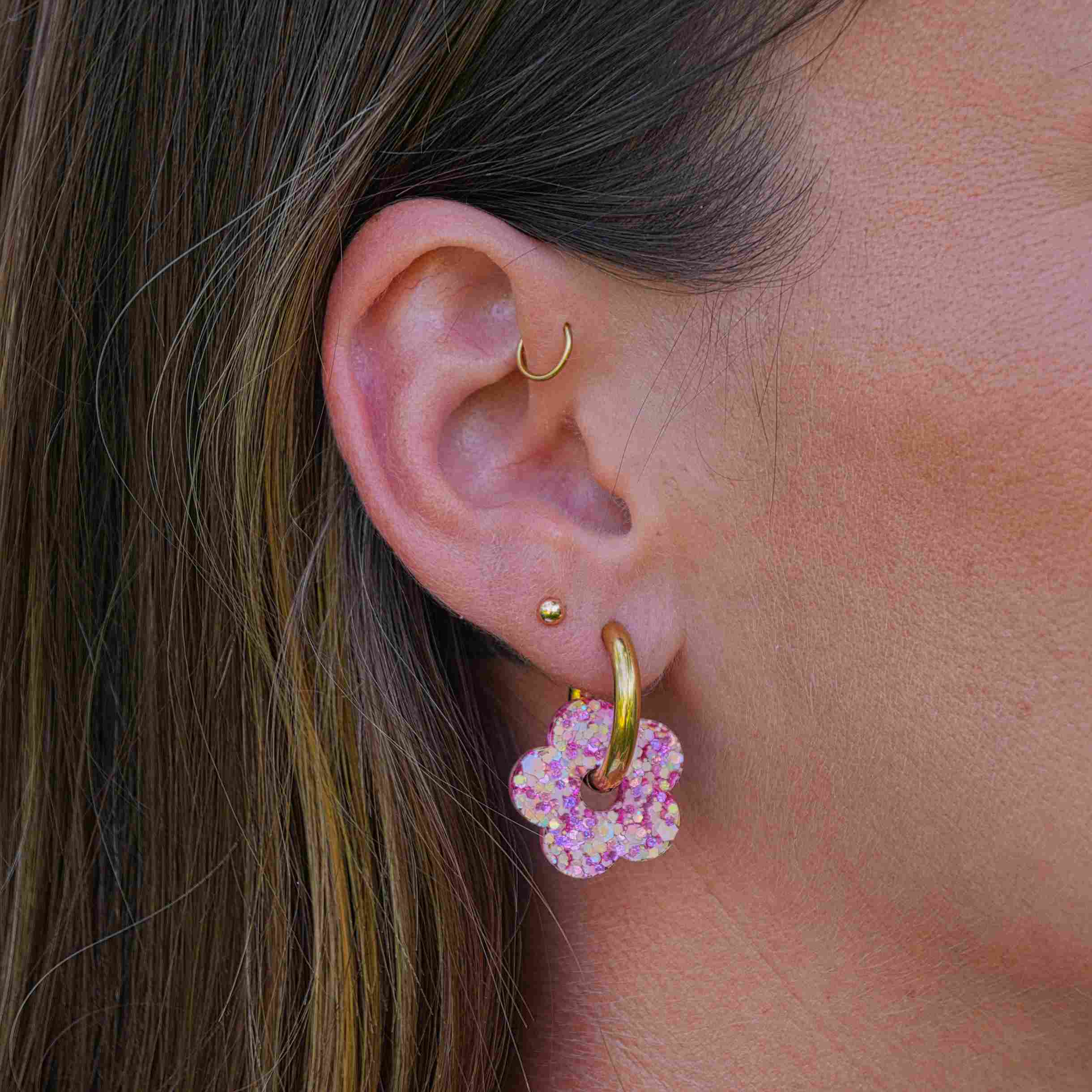 Summer Sunset Flower Hoop Earrings