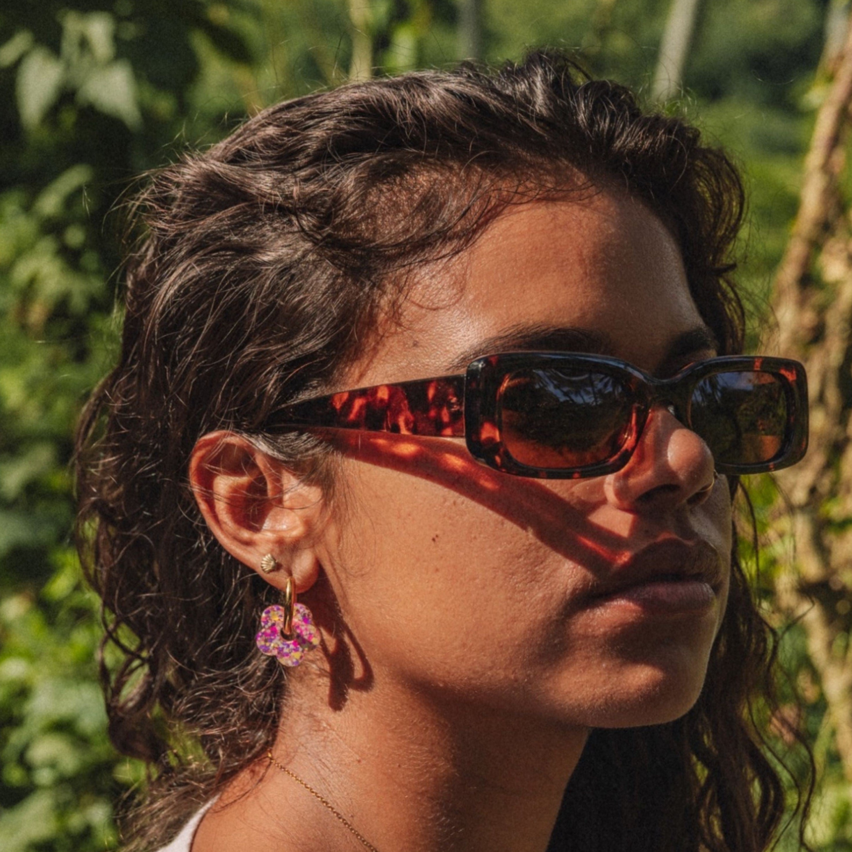 Pendientes de aro Flor Barbiecore
