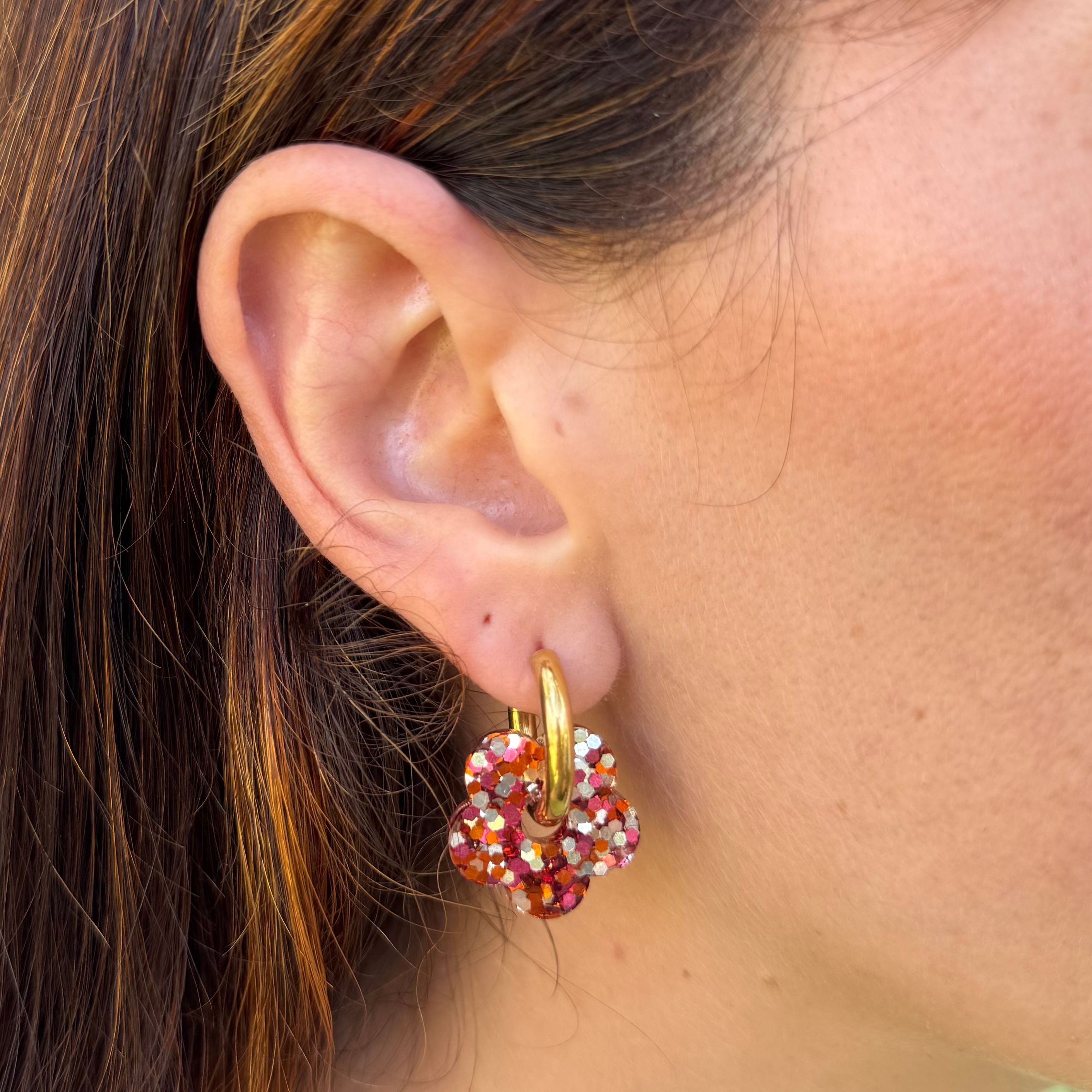 Copper Flower Hoops