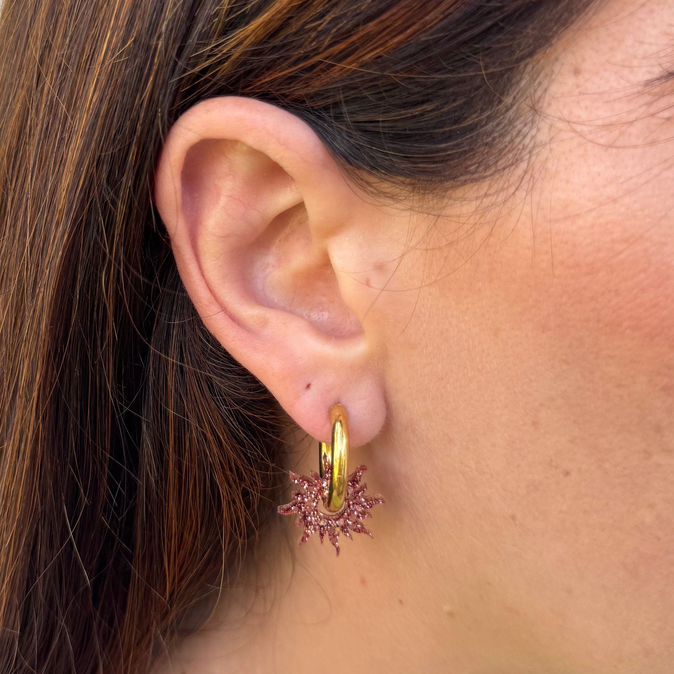 Pendientes de aro Soleil Champán Rosado